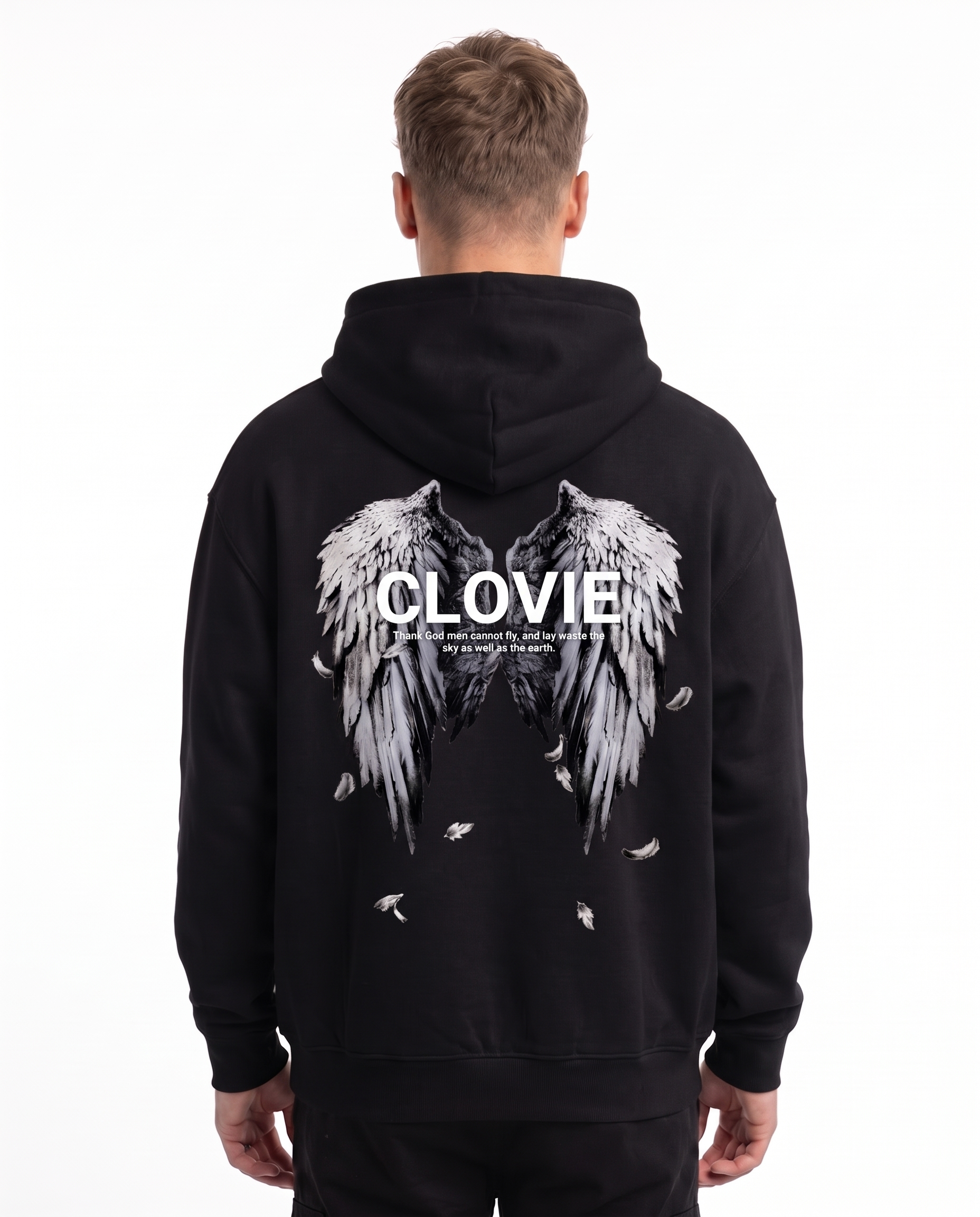Angel wings OVS Zip Black - model back print