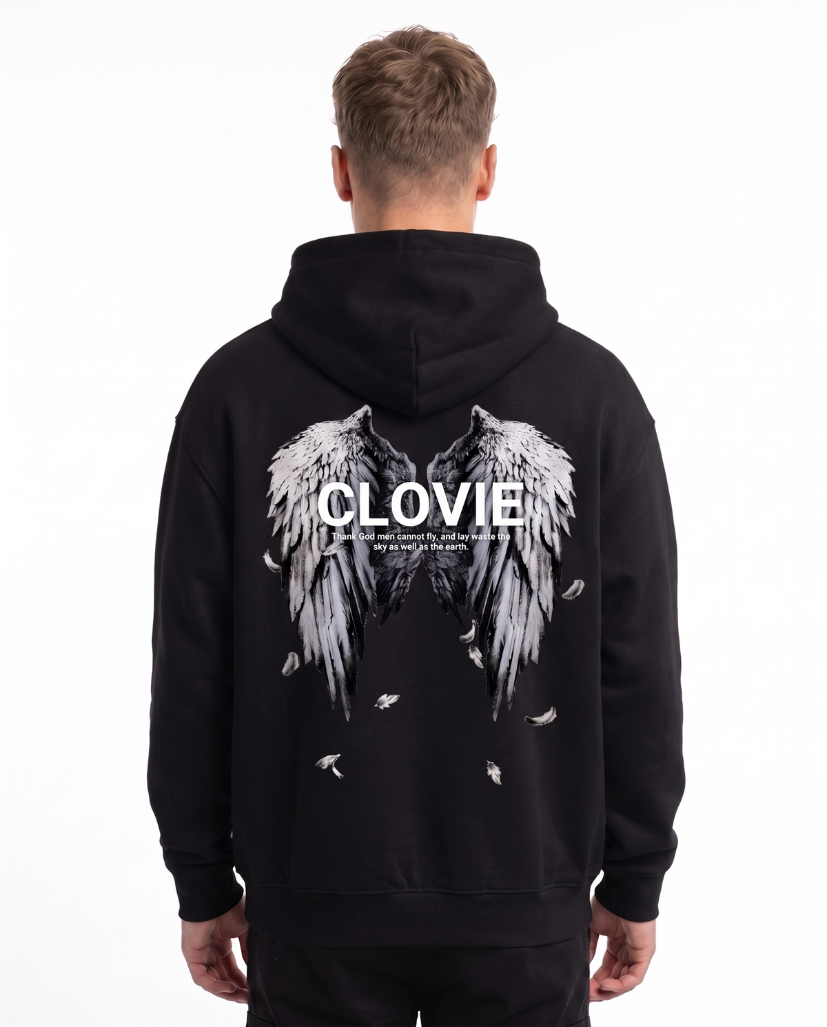 Angel wings OVS Zip Black - model back print