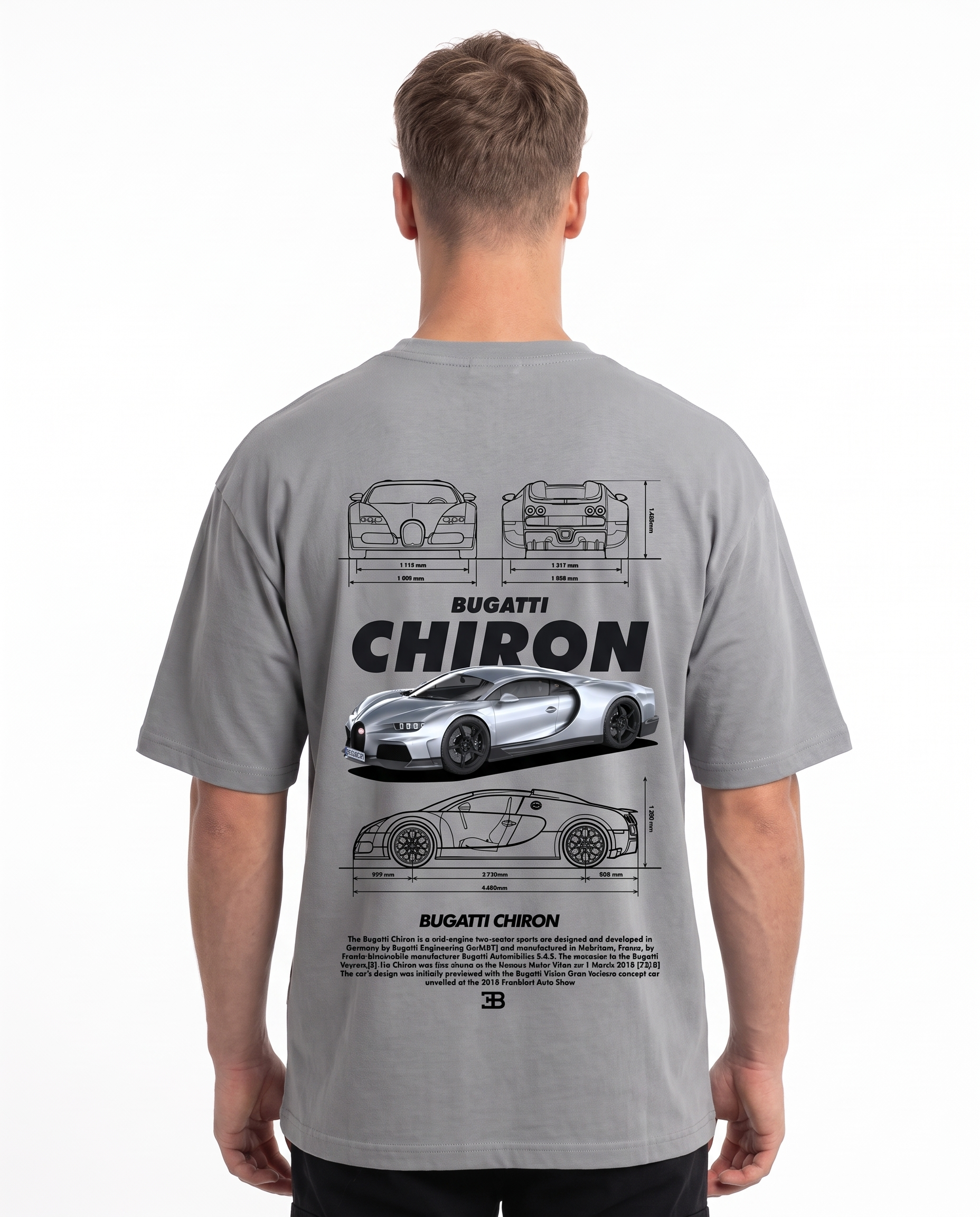 BUGATTI Chiron OVS Tee Grey - model back print