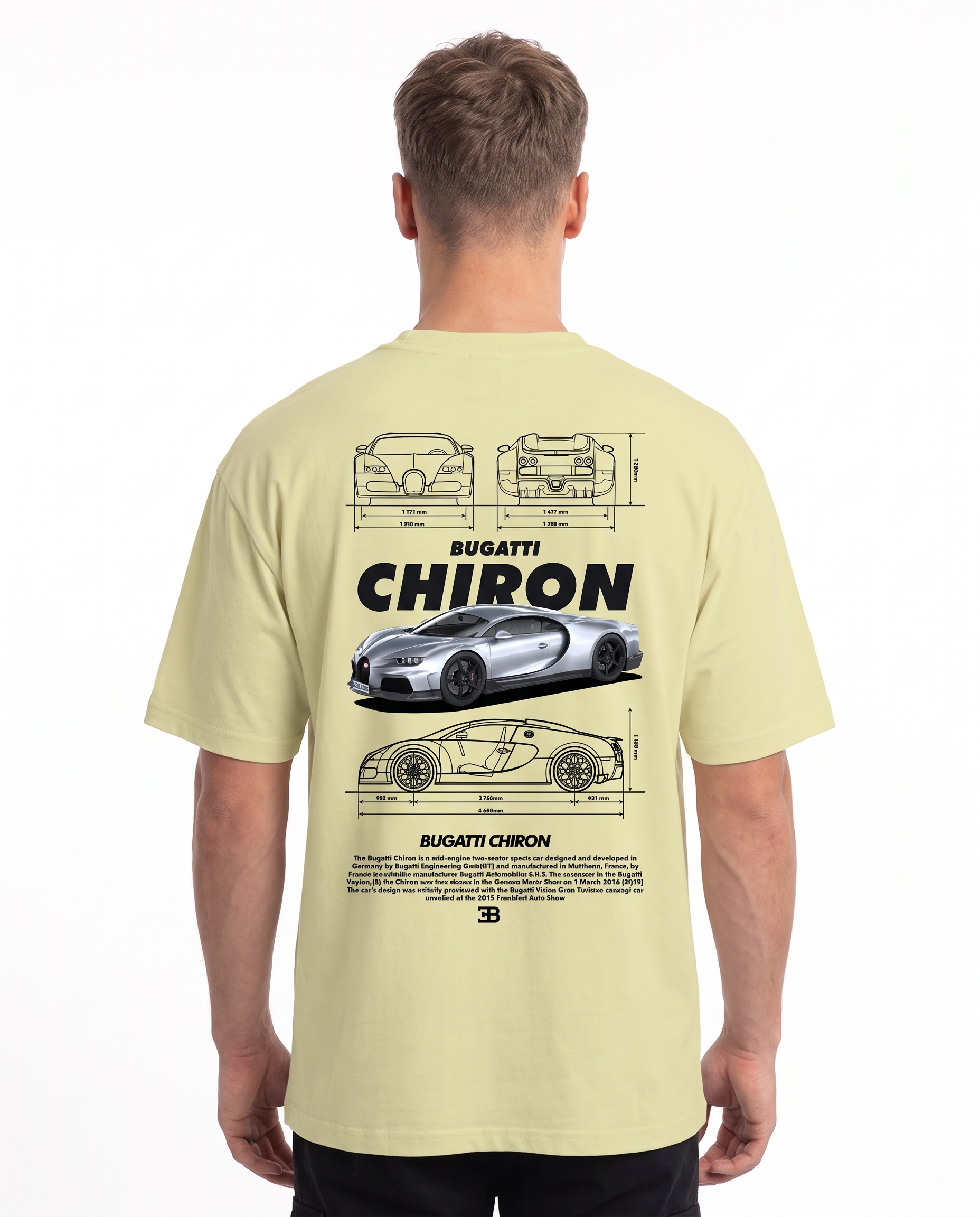 BUGATTI Chiron OVS Tee Soft Yellow - model back print