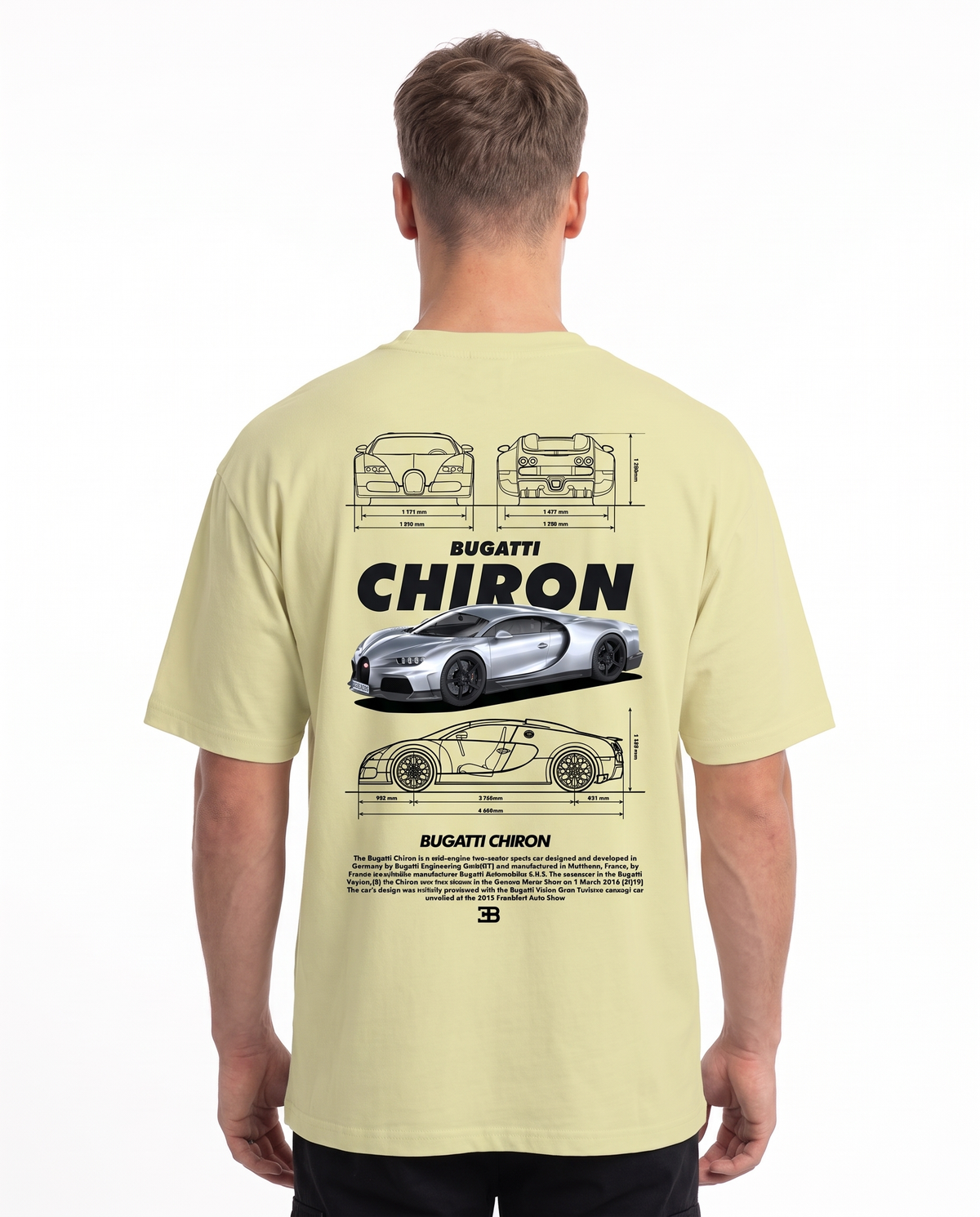 BUGATTI Chiron OVS Tee Soft Yellow - model back print