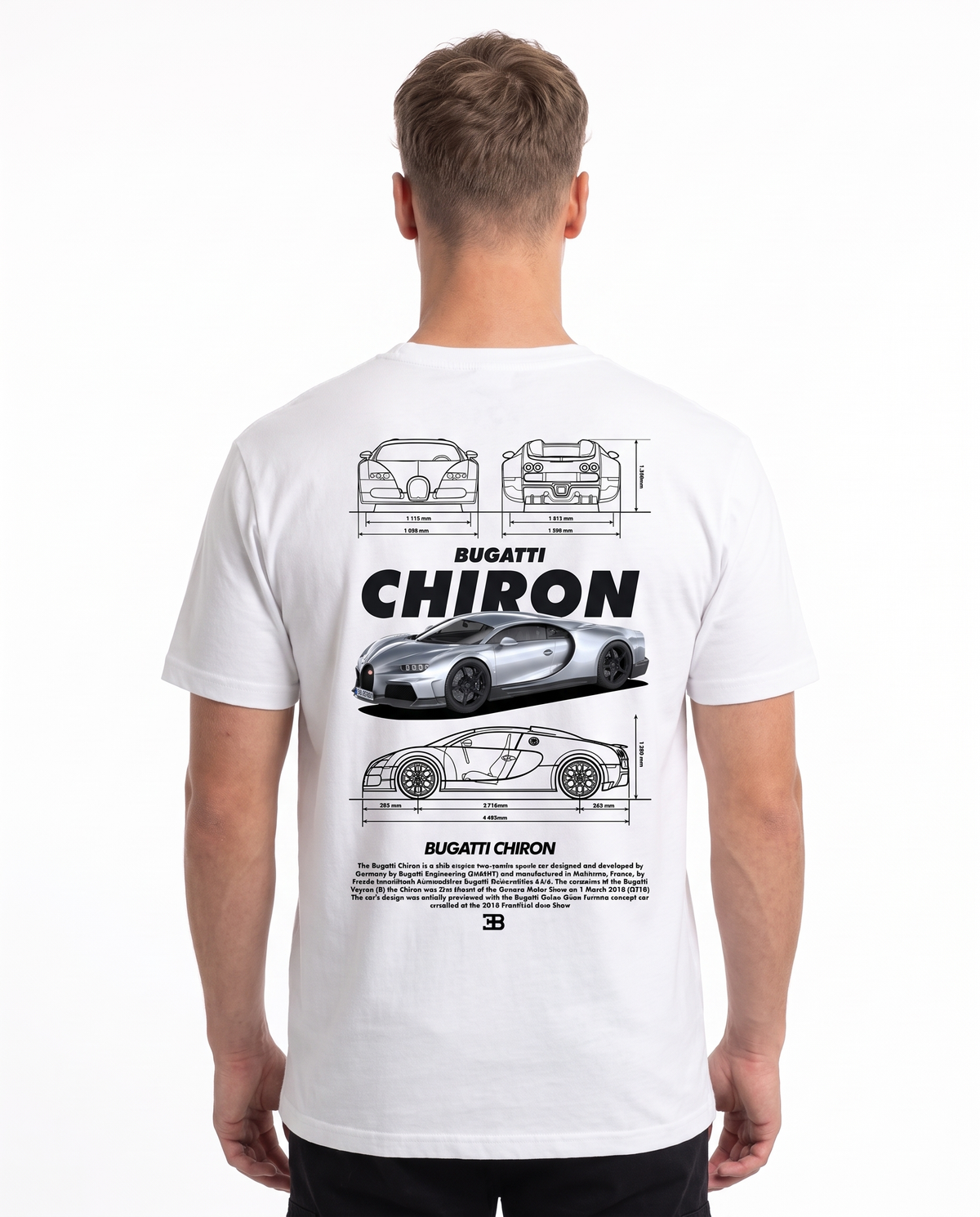 BUGATTI Chiron Std Tee White - model back print