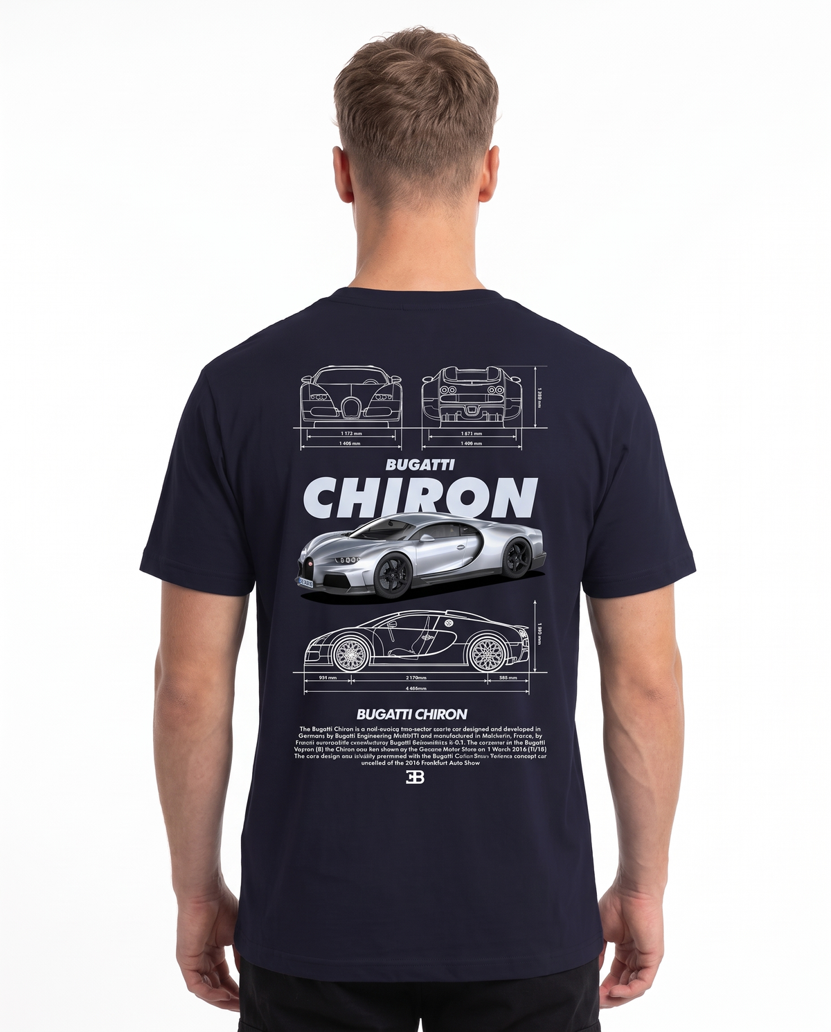 BUGATTI Chiron Std Tee French Navy - model back print