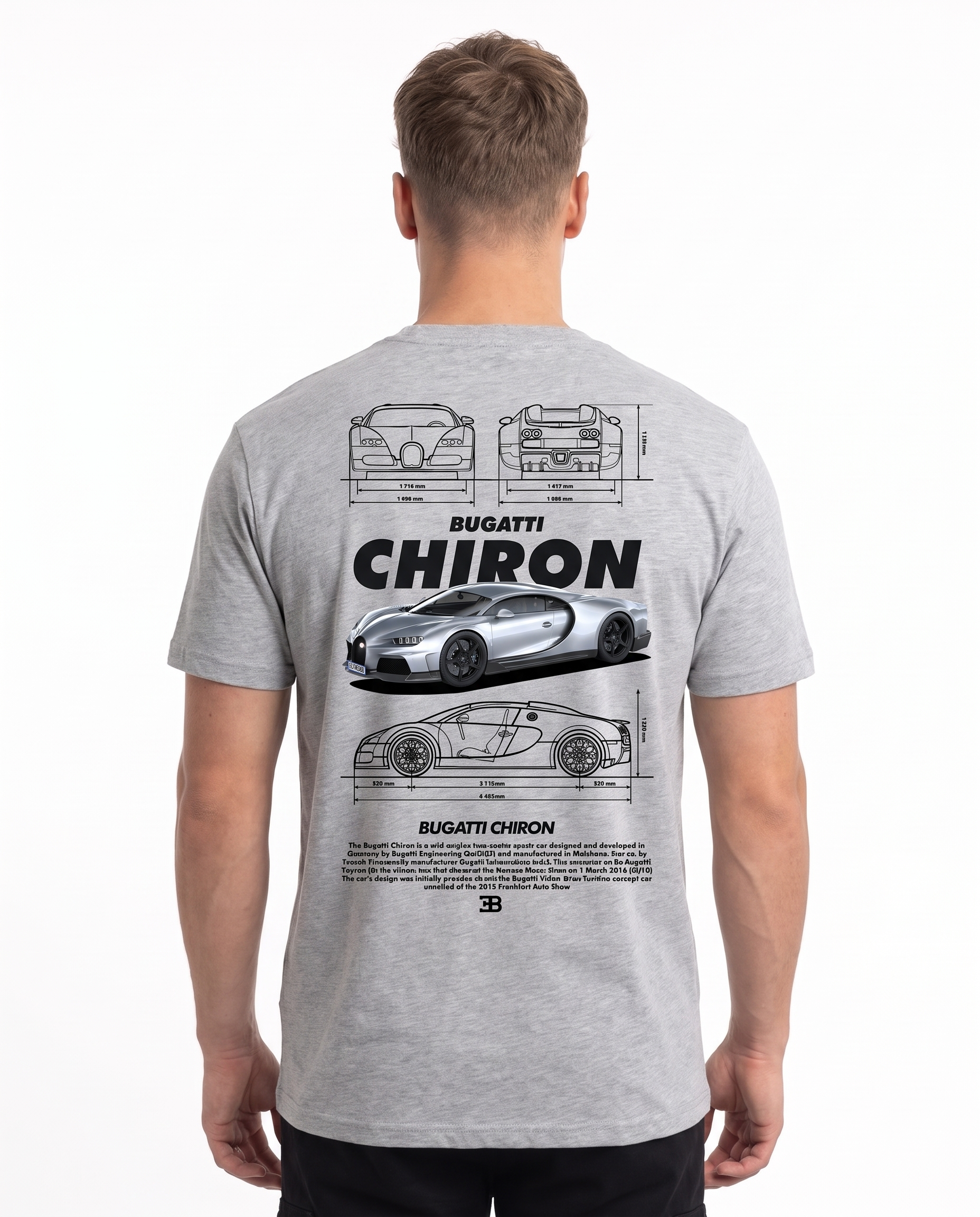 BUGATTI Chiron Std Tee Heather Grey - model back print