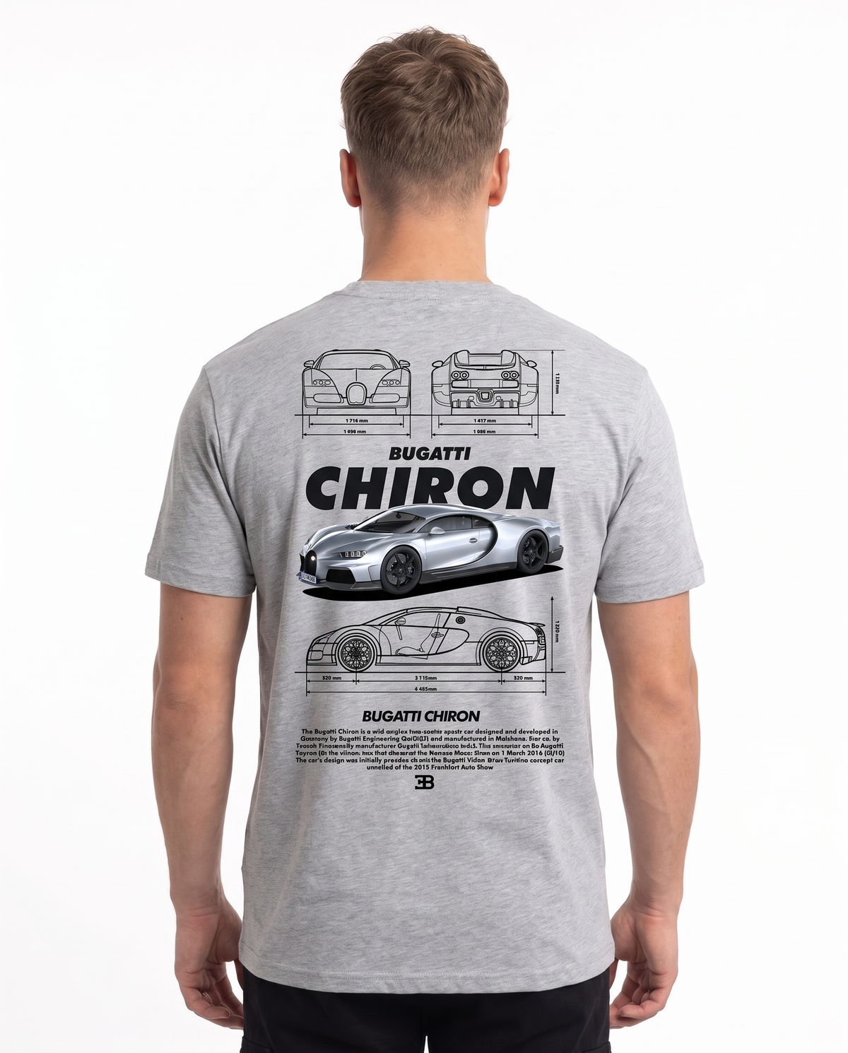 BUGATTI Chiron Std Tee Heather Grey - model back print