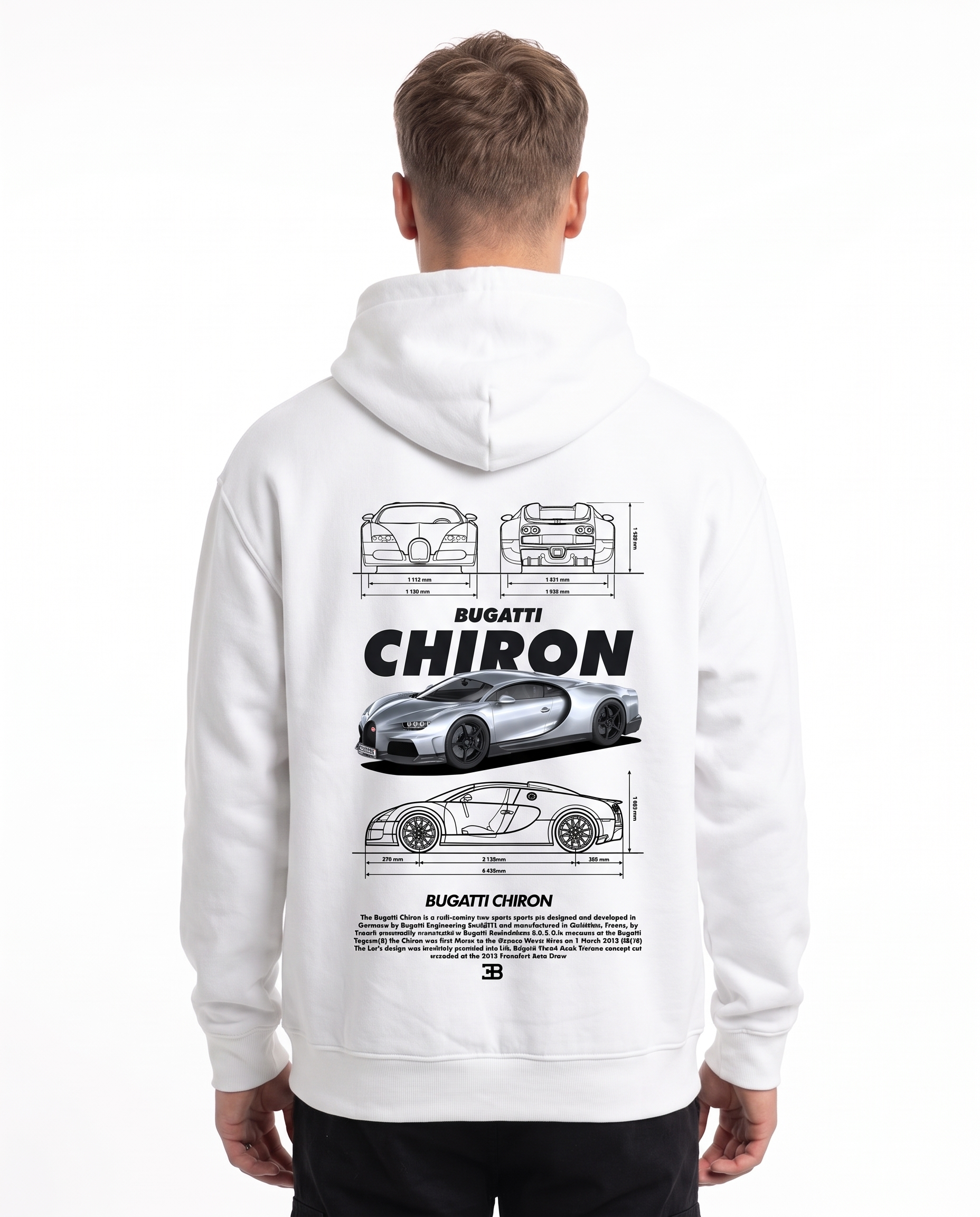 BUGATTI Chiron Super Sport Oversized Hoodie White – Rückseite