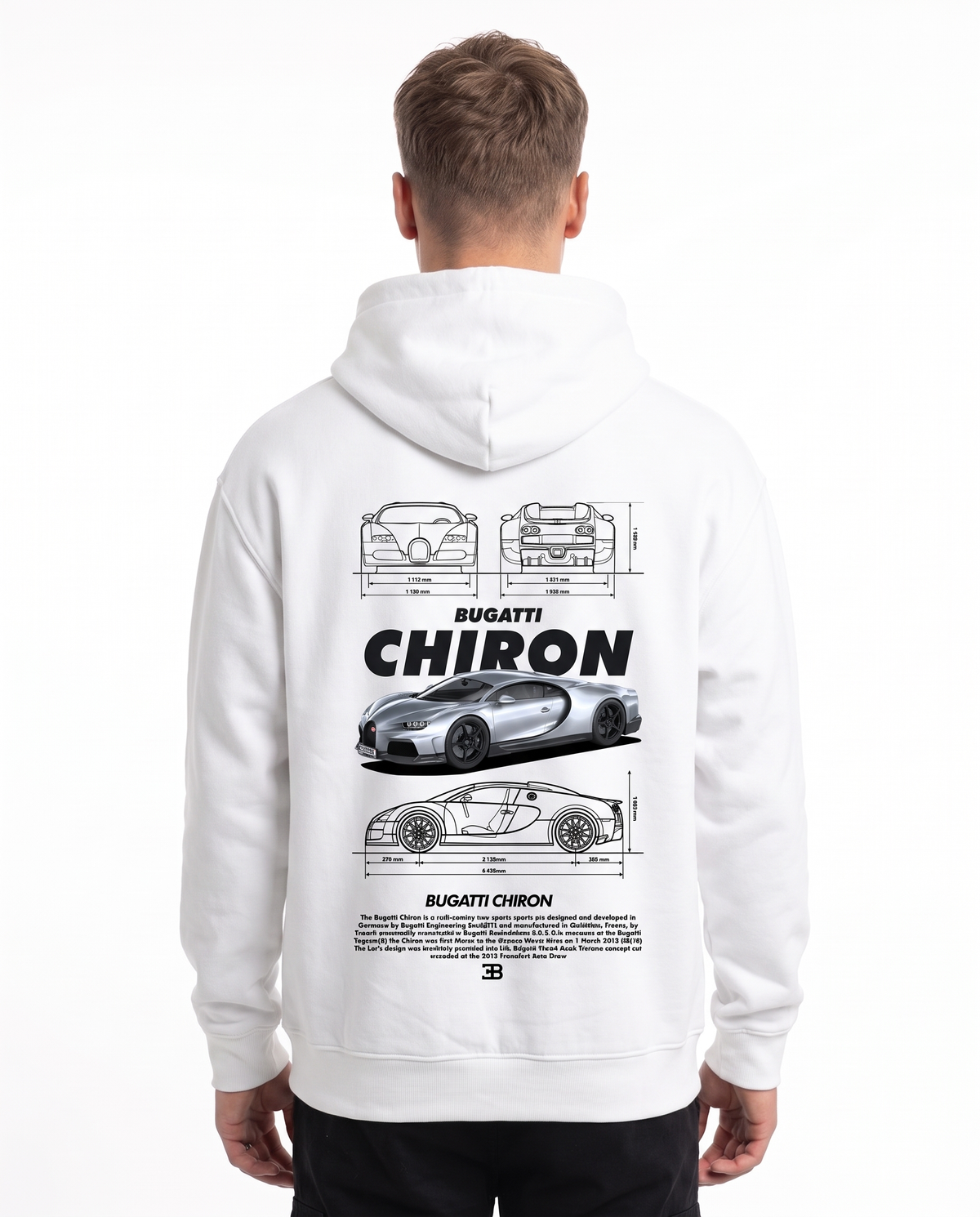 BUGATTI Chiron Super Sport Oversized Hoodie White – Rückseite