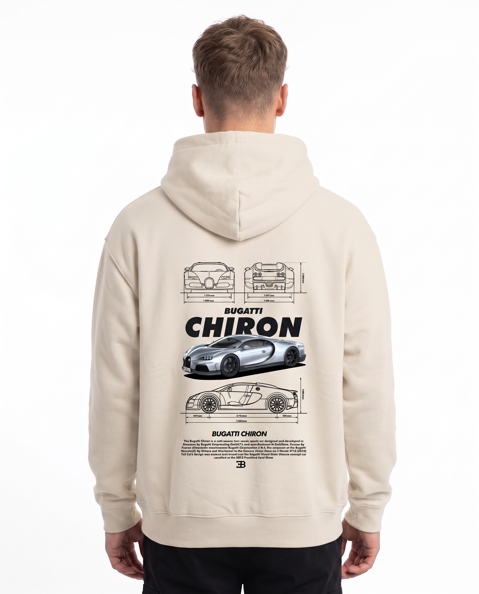 BUGATTI Chiron Super Sport Oversized Hoodie White Sand – Rückseite