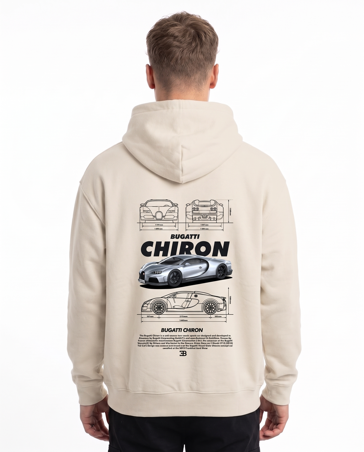 BUGATTI Chiron Super Sport Oversized Hoodie White Sand – Rückseite
