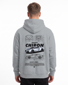 BUGATTI Chiron Super Sport Oversized Hoodie Light Asphalt – Rückseite