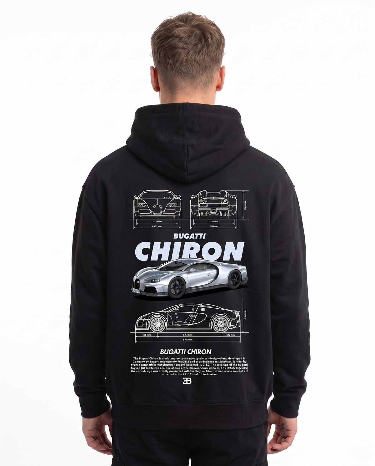 BUGATTI Chiron Super Sport Oversized Hoodie Black – Rückseite