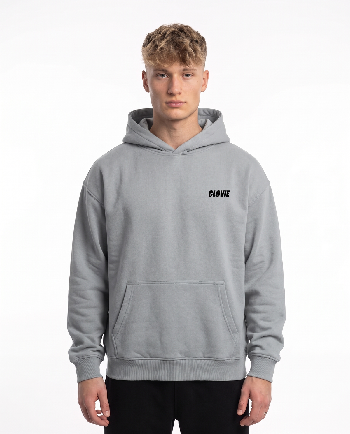 BUGATTI Chiron Super Sport Oversized Hoodie Light Asphalt – Vorderseite