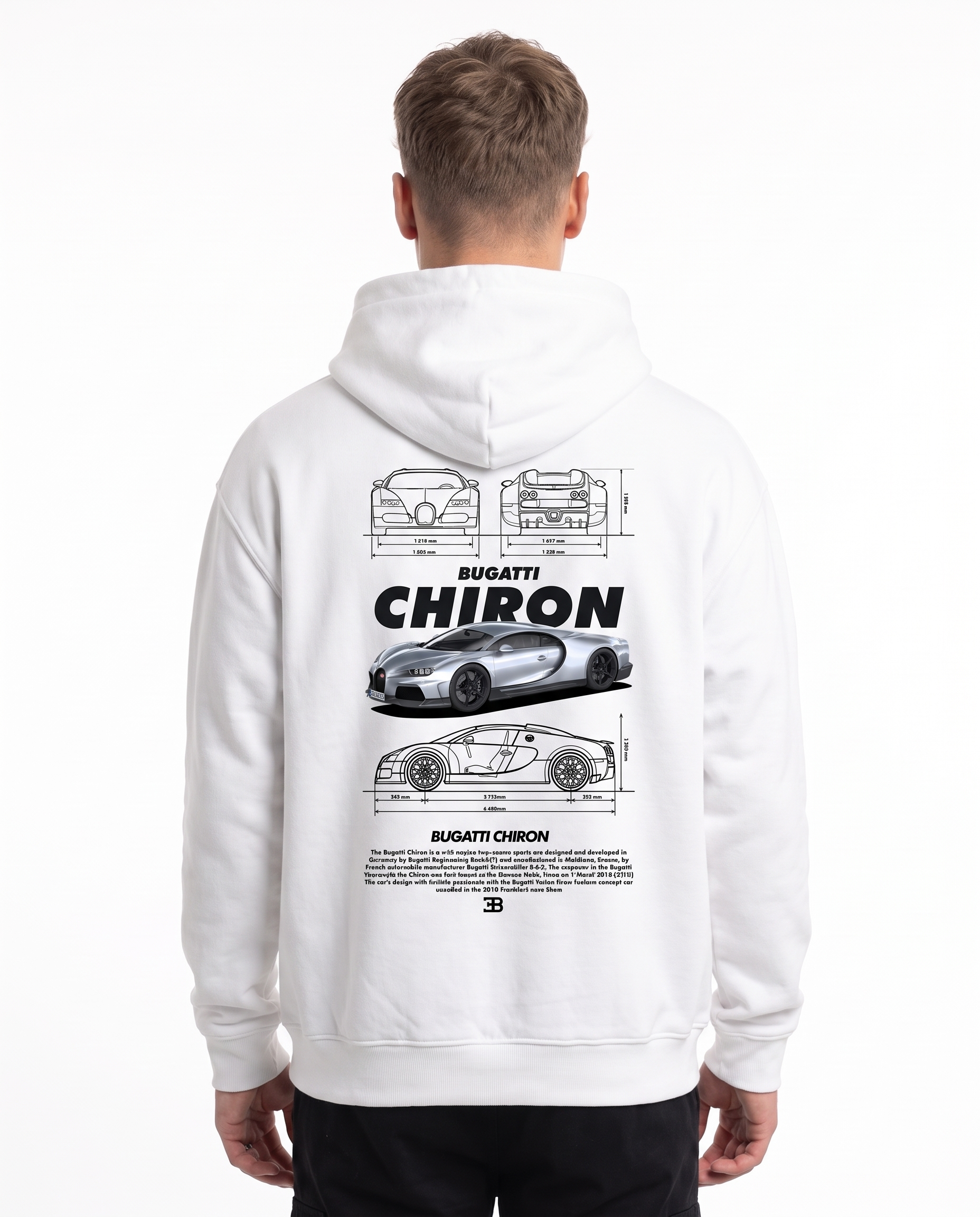 BUGATTI Chiron Super Sport Oversized Zip Hoodie White – Rückseite