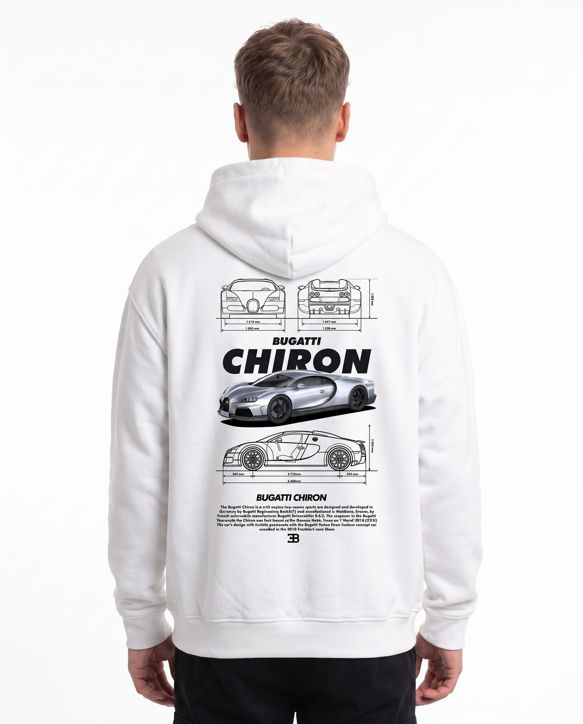 BUGATTI Chiron Super Sport Oversized Zip Hoodie White – Rückseite