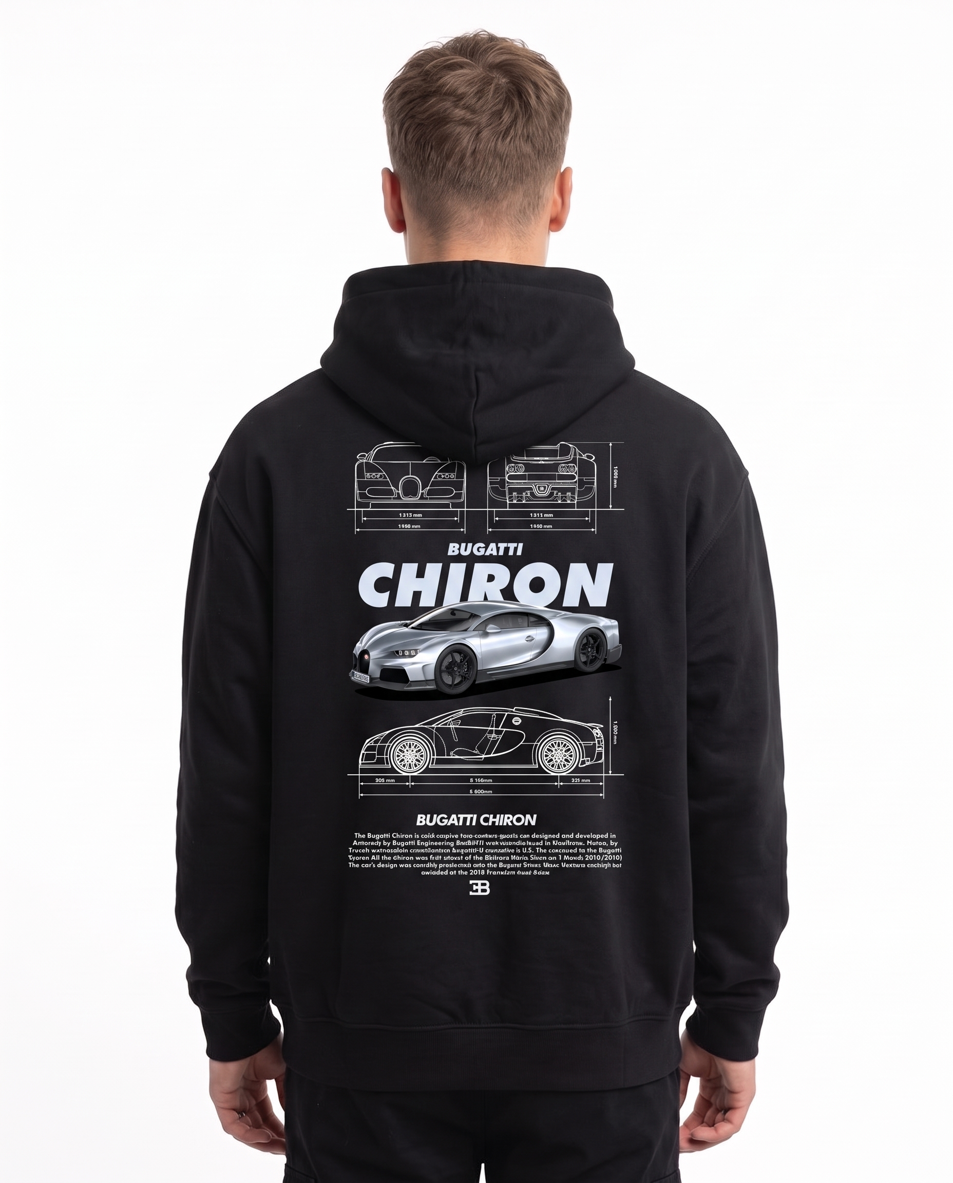 BUGATTI Chiron Super Sport Oversized Zip Hoodie Black – Rückseite