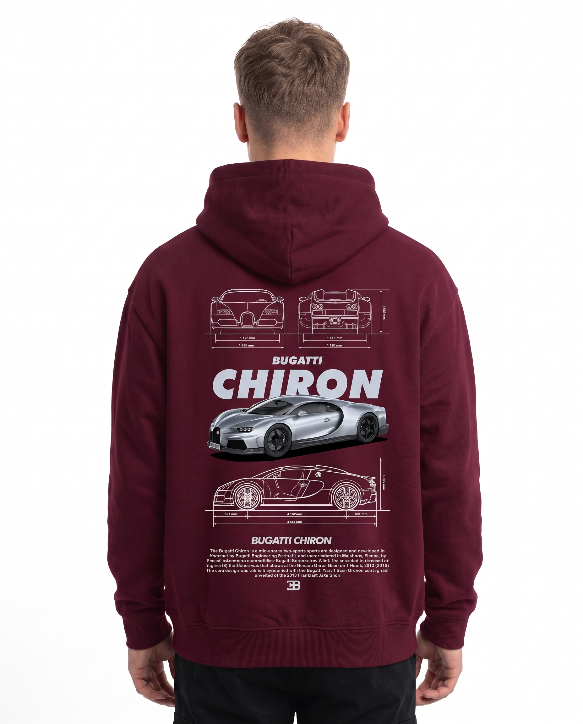 BUGATTI Chiron Super Sport Hoodie Burgundy – Rückseite