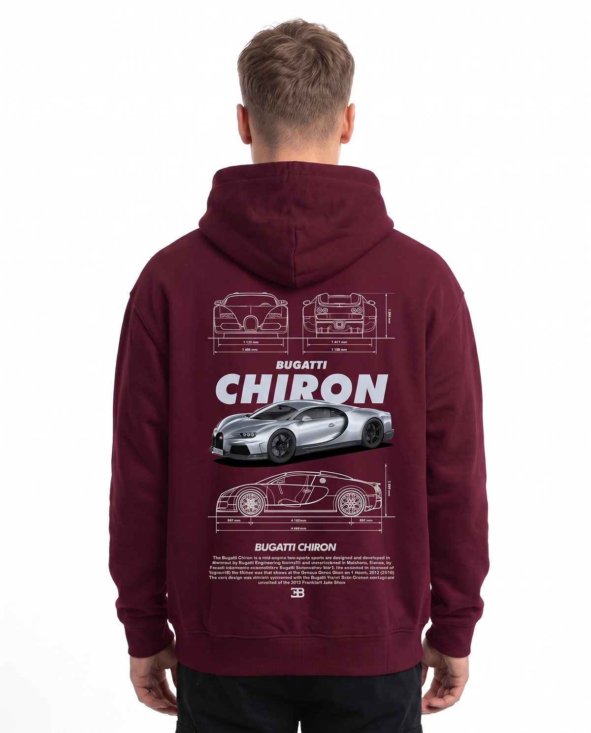 BUGATTI Chiron Super Sport Hoodie Burgundy – Rückseite