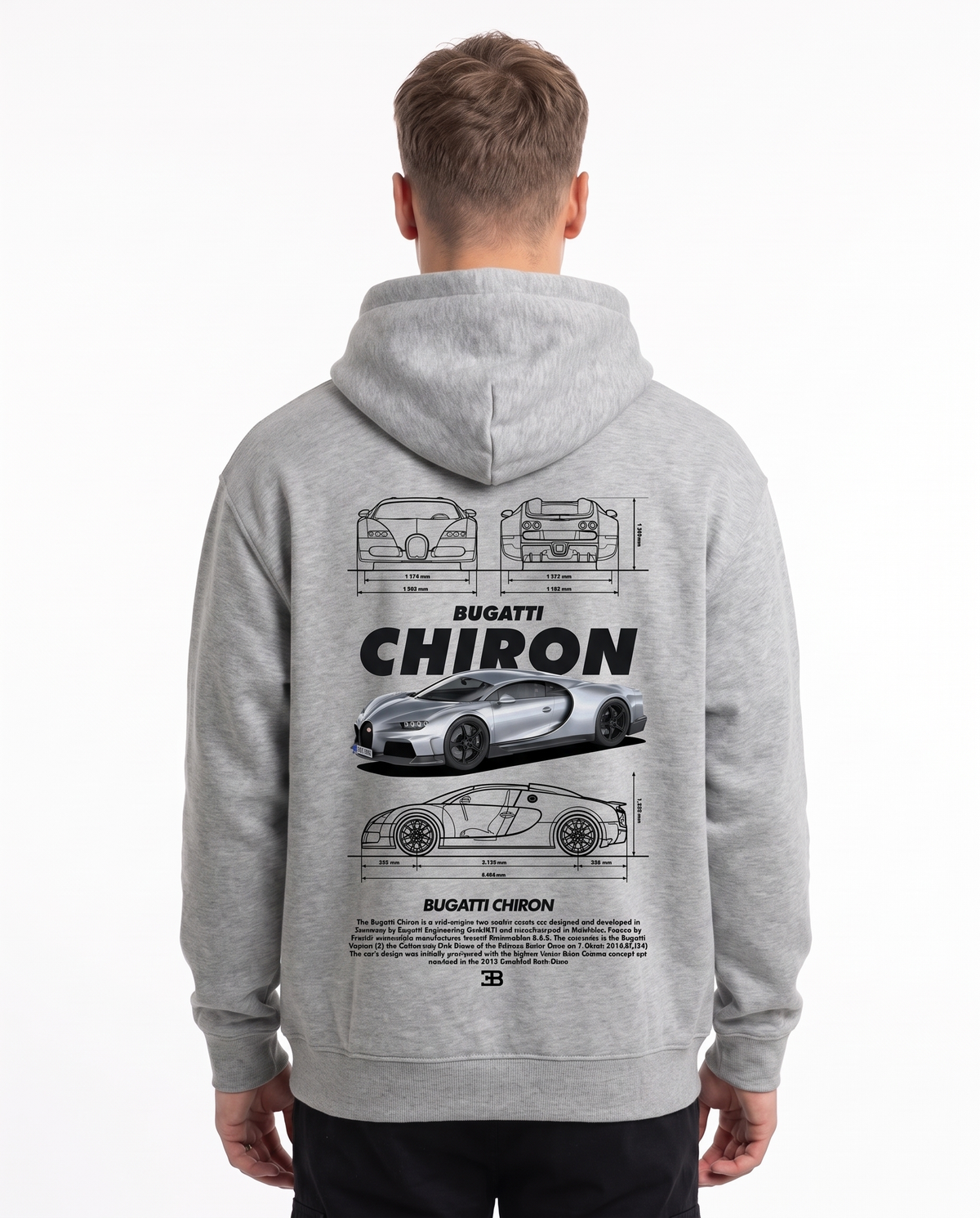 BUGATTI Chiron Super Sport Hoodie Heather Grey – Rückseite