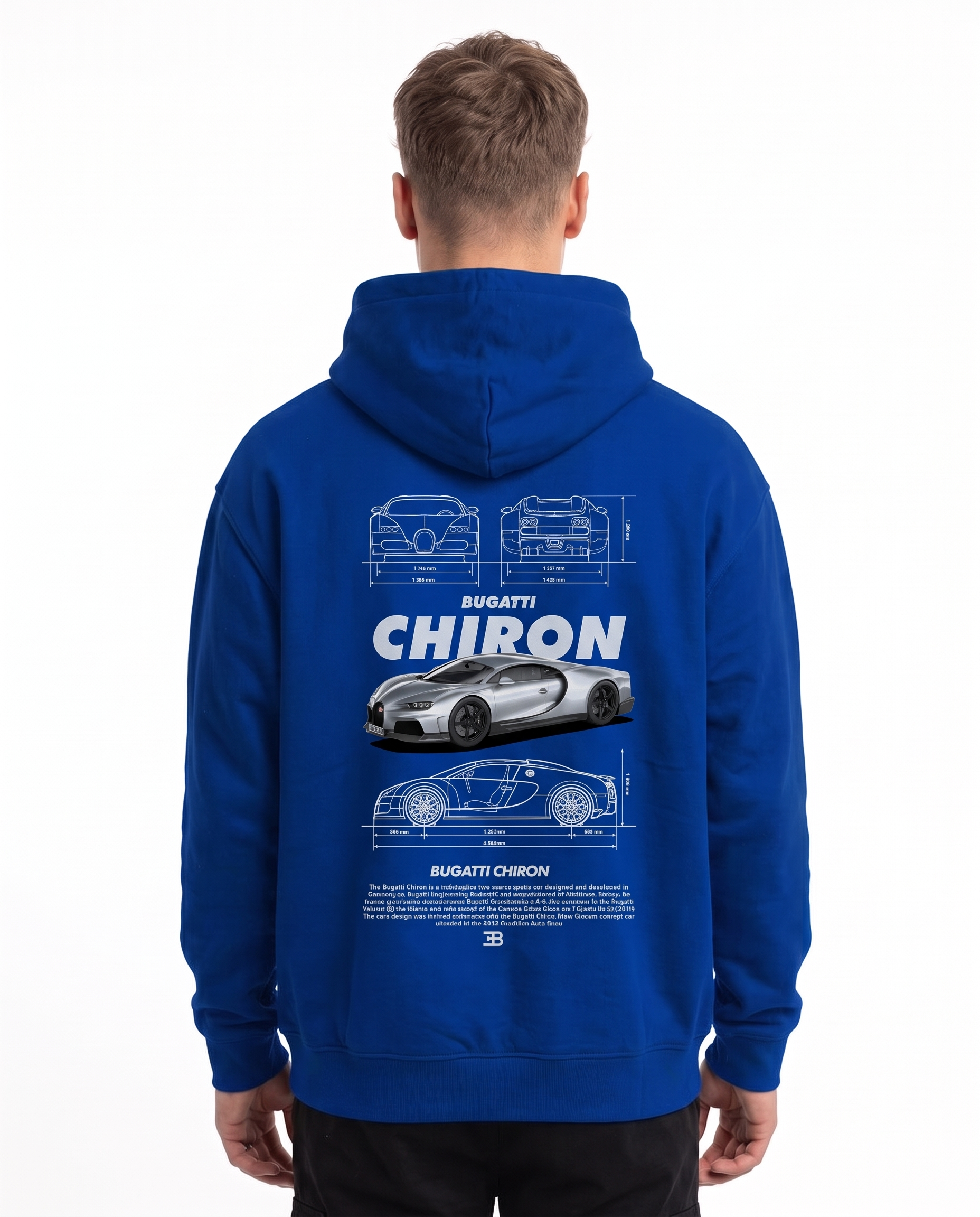 BUGATTI Chiron Super Sport Hoodie Royal Blue – Rückseite