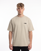No brakes no limits Oversized Tee Sand - model front logo