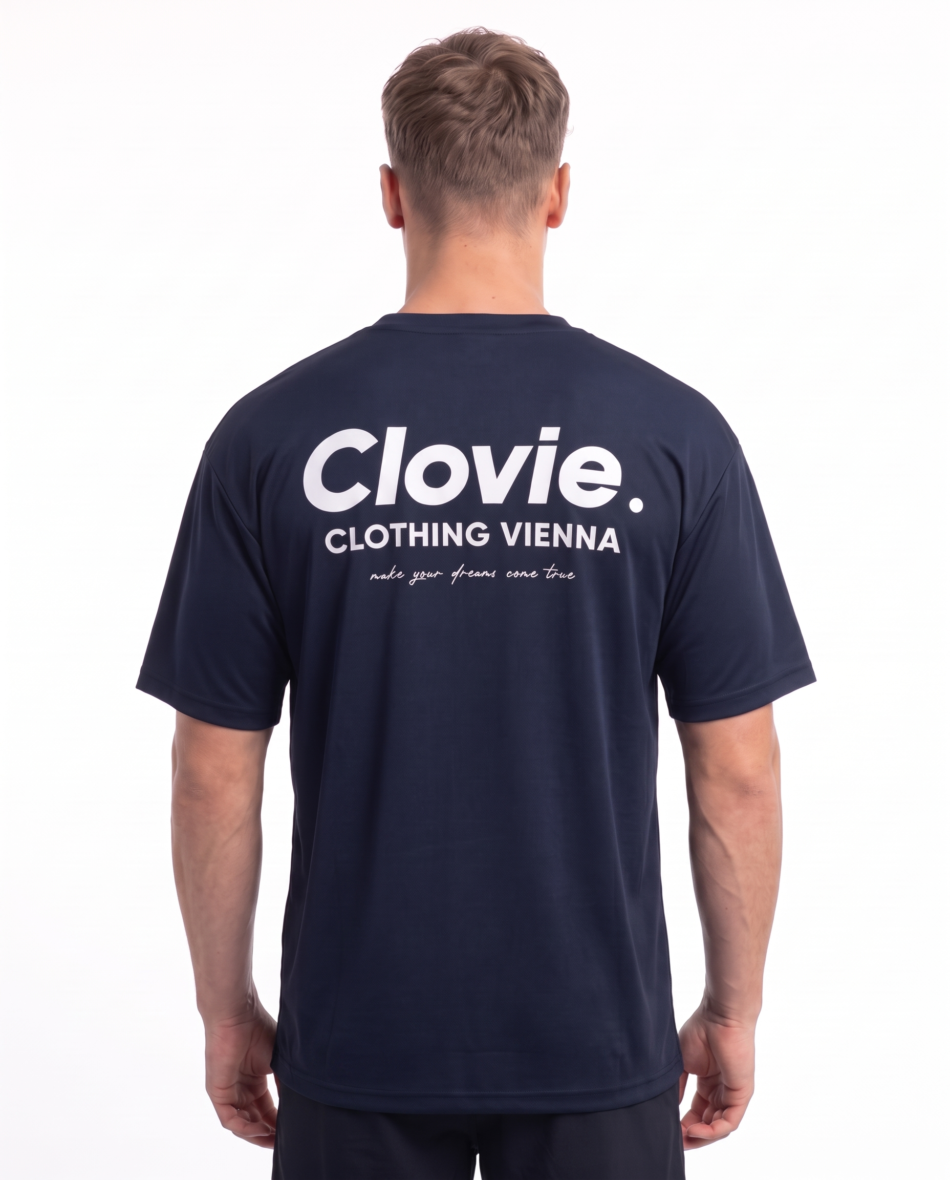 Sport Tee Navy - model back print
