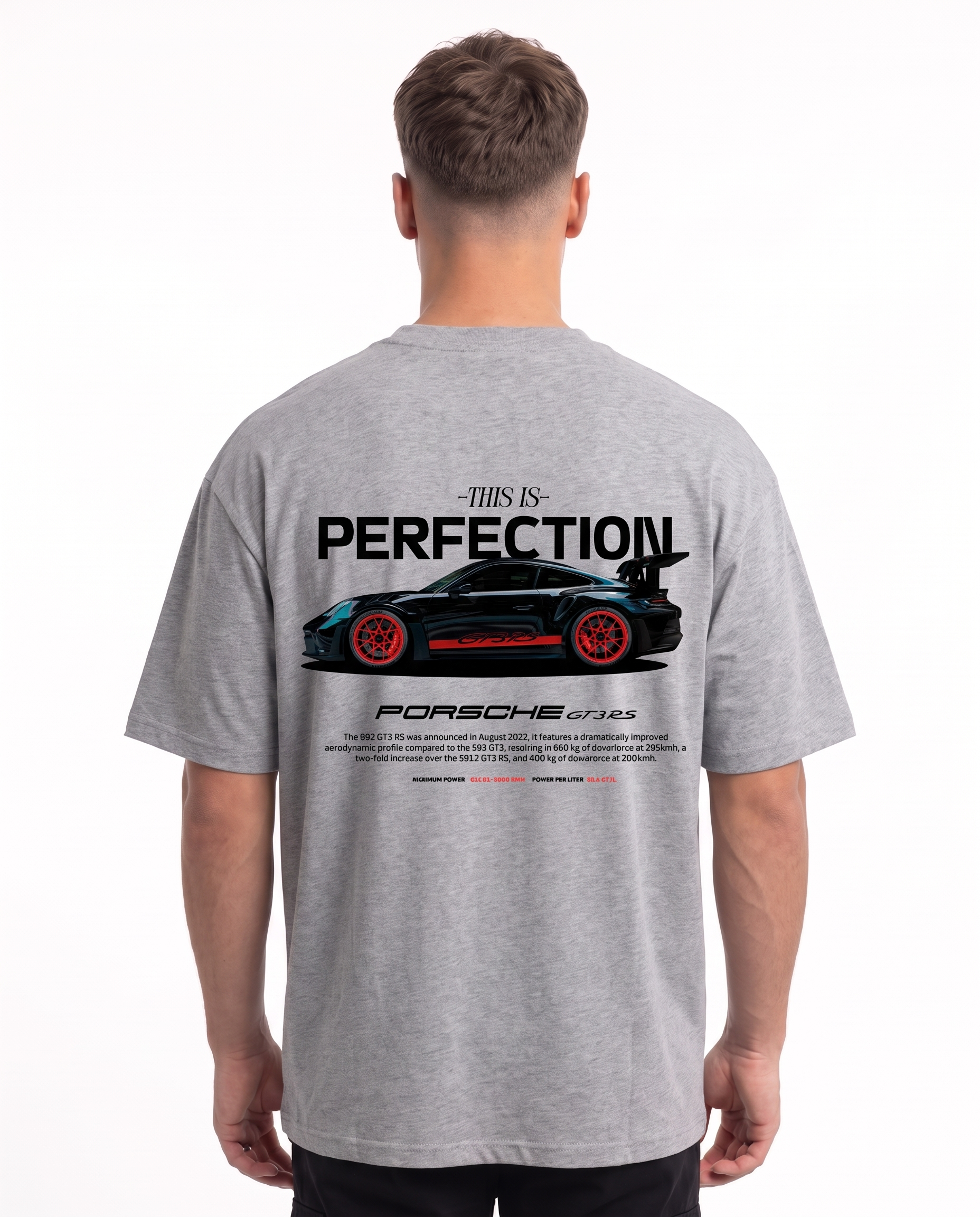 Porsche GT3 RS Oversized Tee Grey – Rückseite