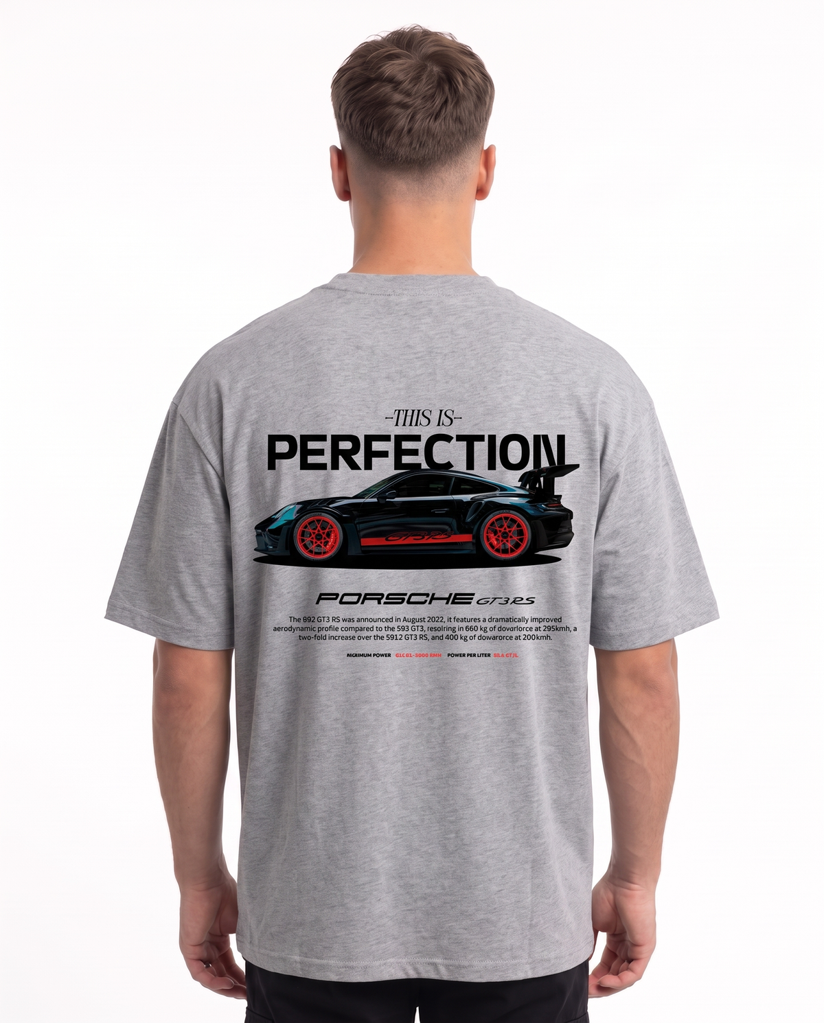 Porsche GT3 RS Oversized Tee Grey – Rückseite