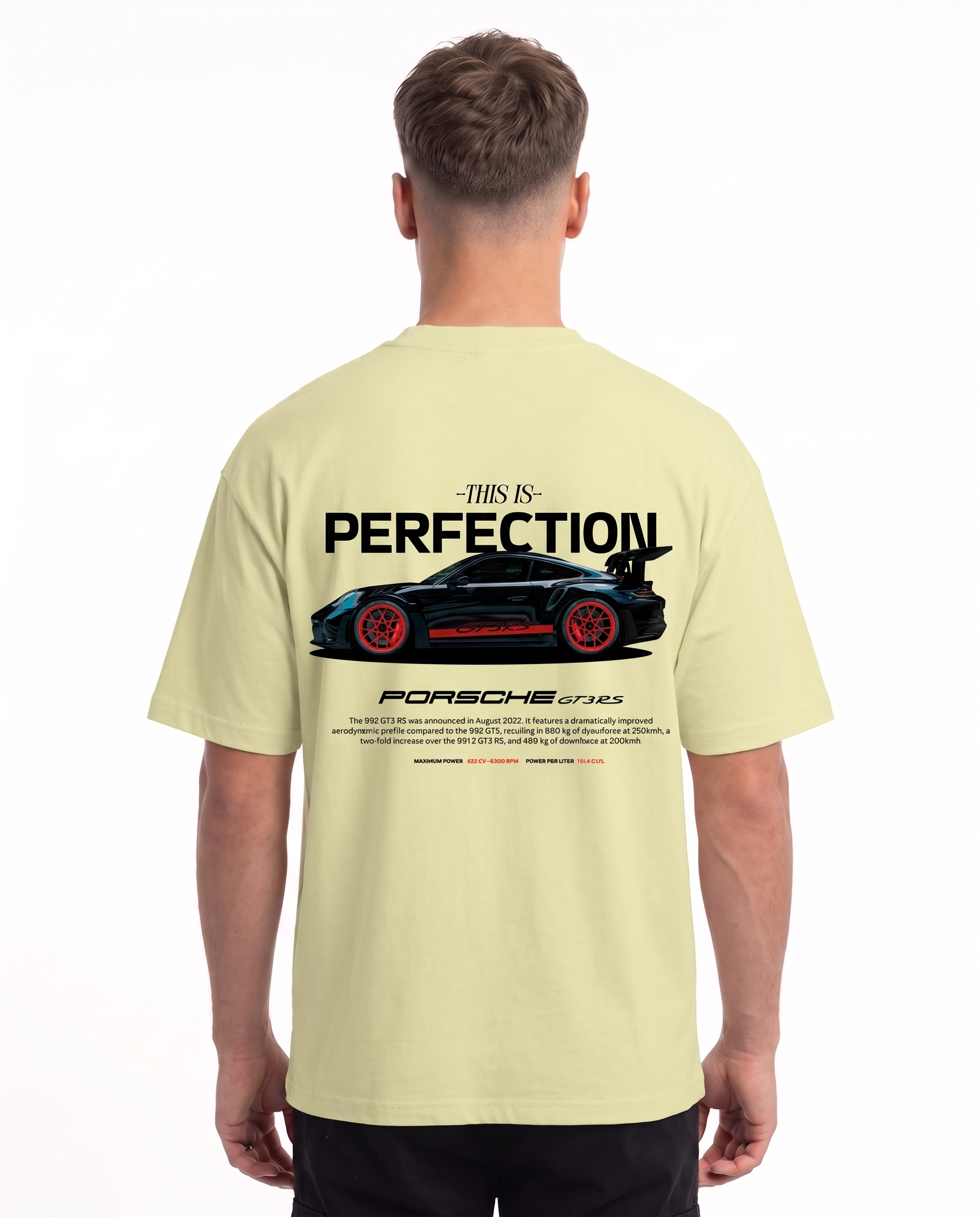 Porsche GT3 RS Oversized Tee Soft Yellow – Rückseite