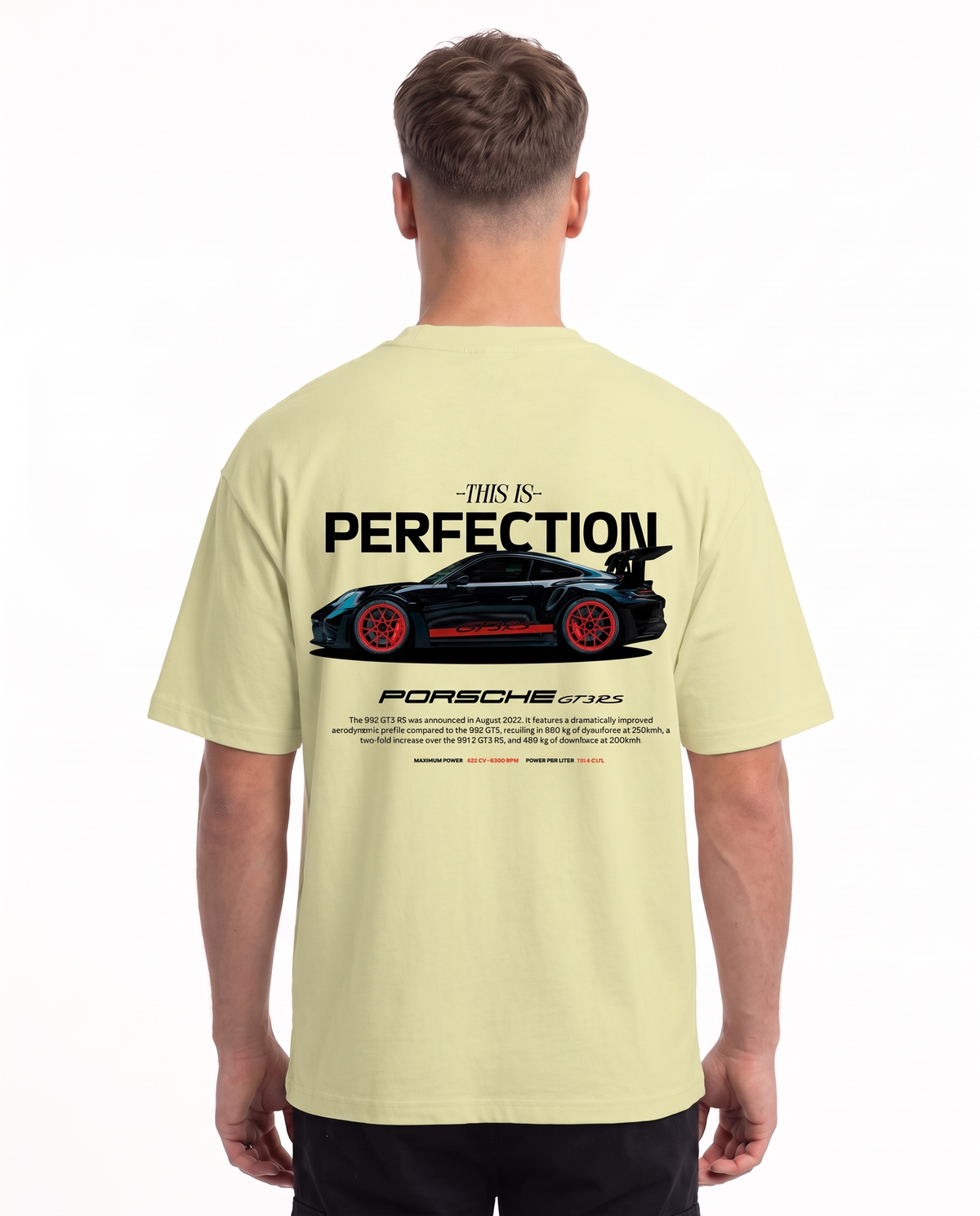 Porsche GT3 RS Oversized Tee Soft Yellow – Rückseite