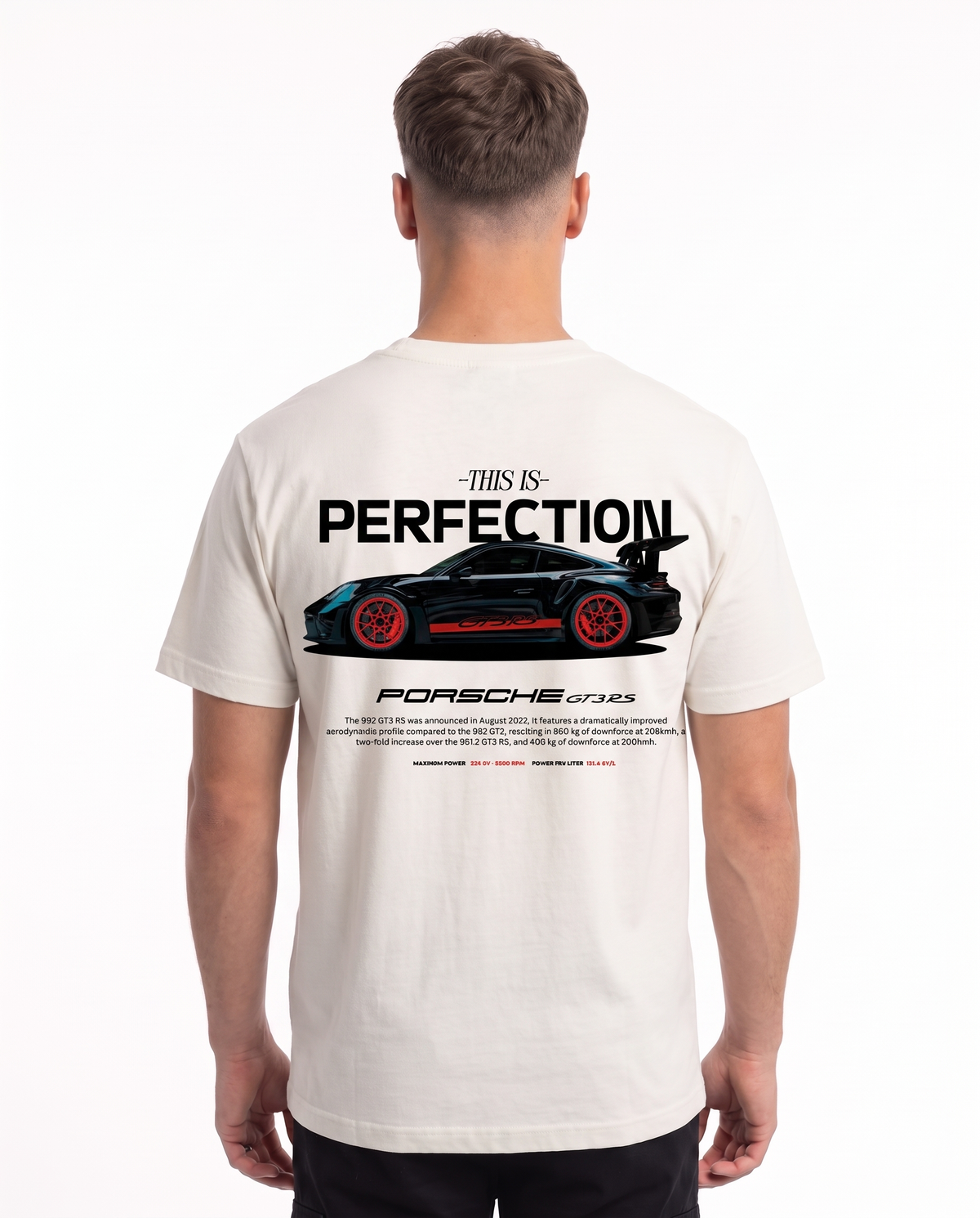 Porsche GT3 RS Standard Tee Vintage White – Rückseite