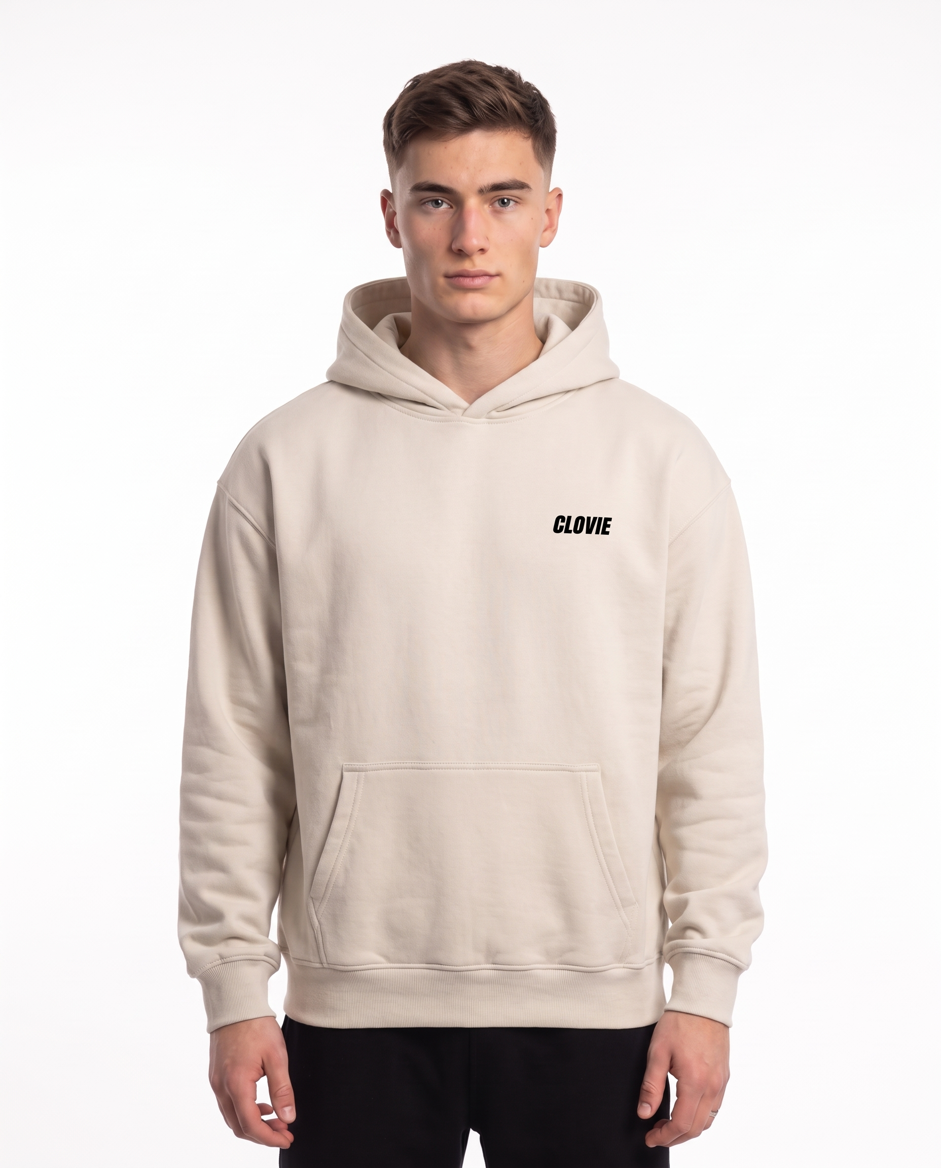 Porsche GT3 RS Oversized Hoodie White Sand – Vorderseite