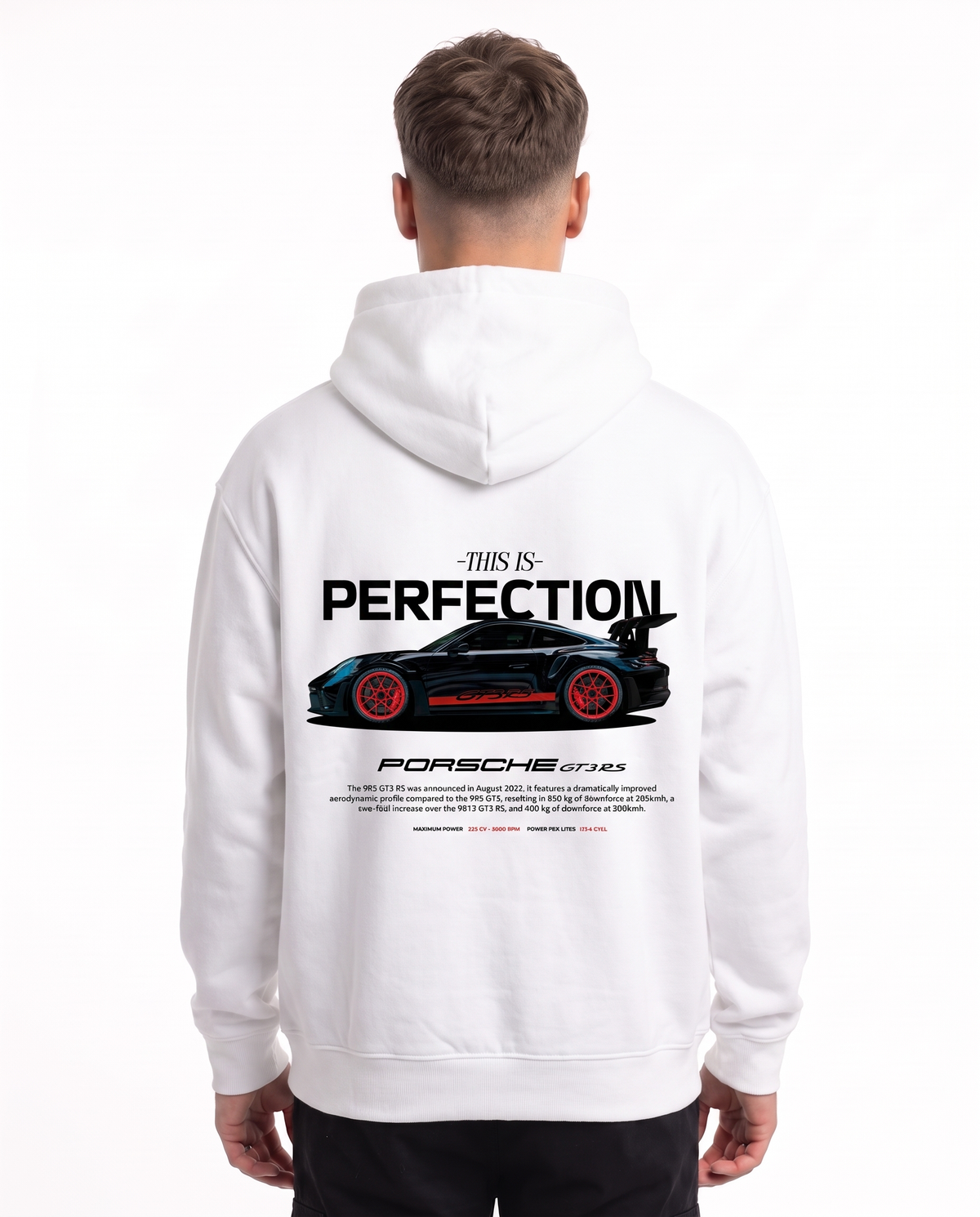 Porsche GT3 RS Oversized Hoodie White – Rückseite
