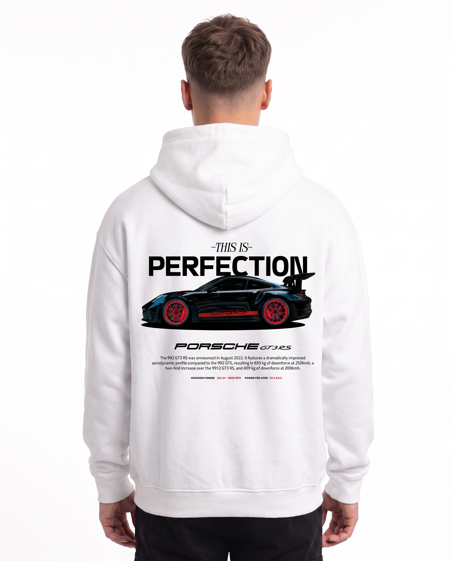 Porsche GT3 RS Oversized Zip Hoodie White – Rückseite
