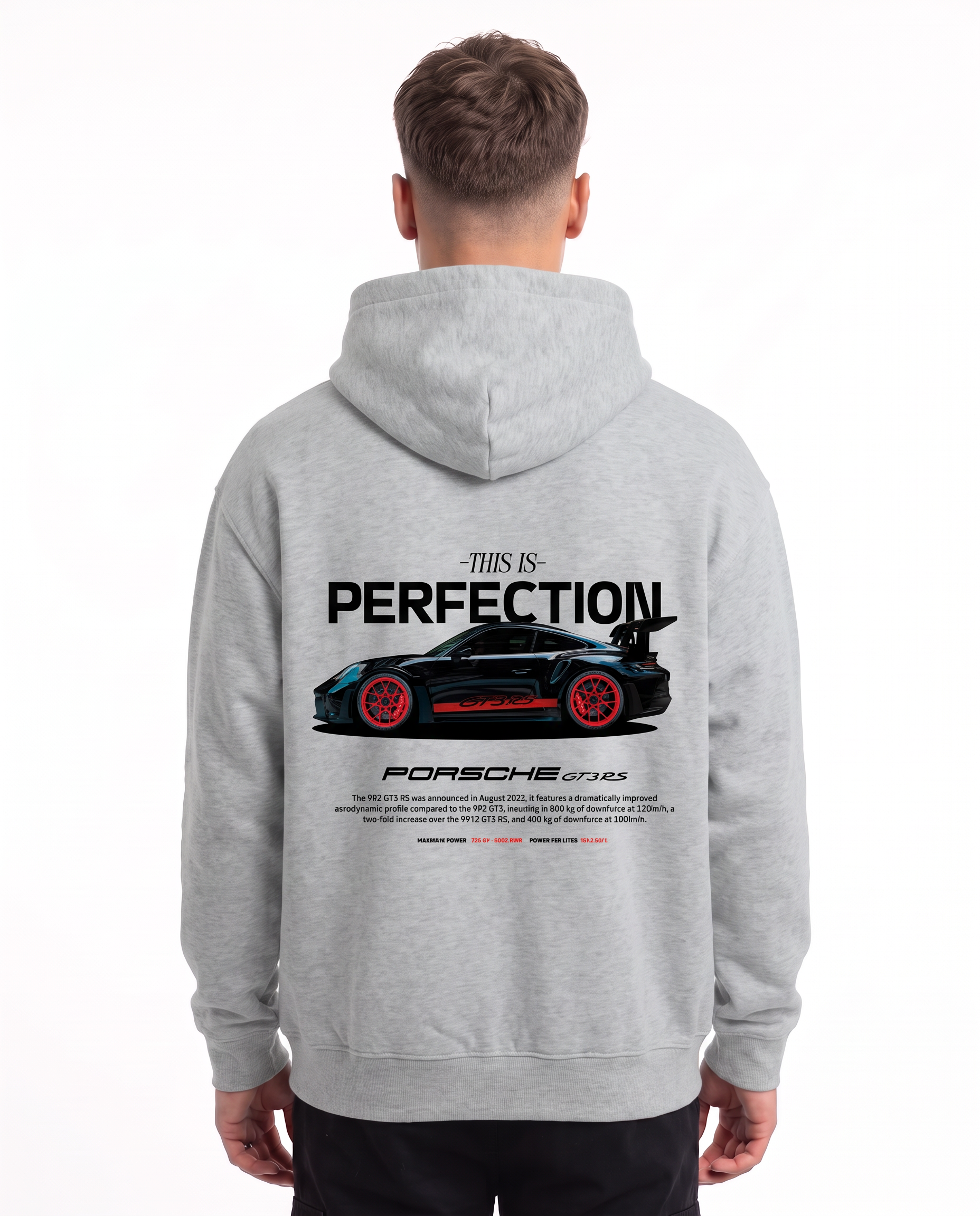 Porsche GT3 RS Oversized Zip Hoodie Light Asphalt – Rückseite
