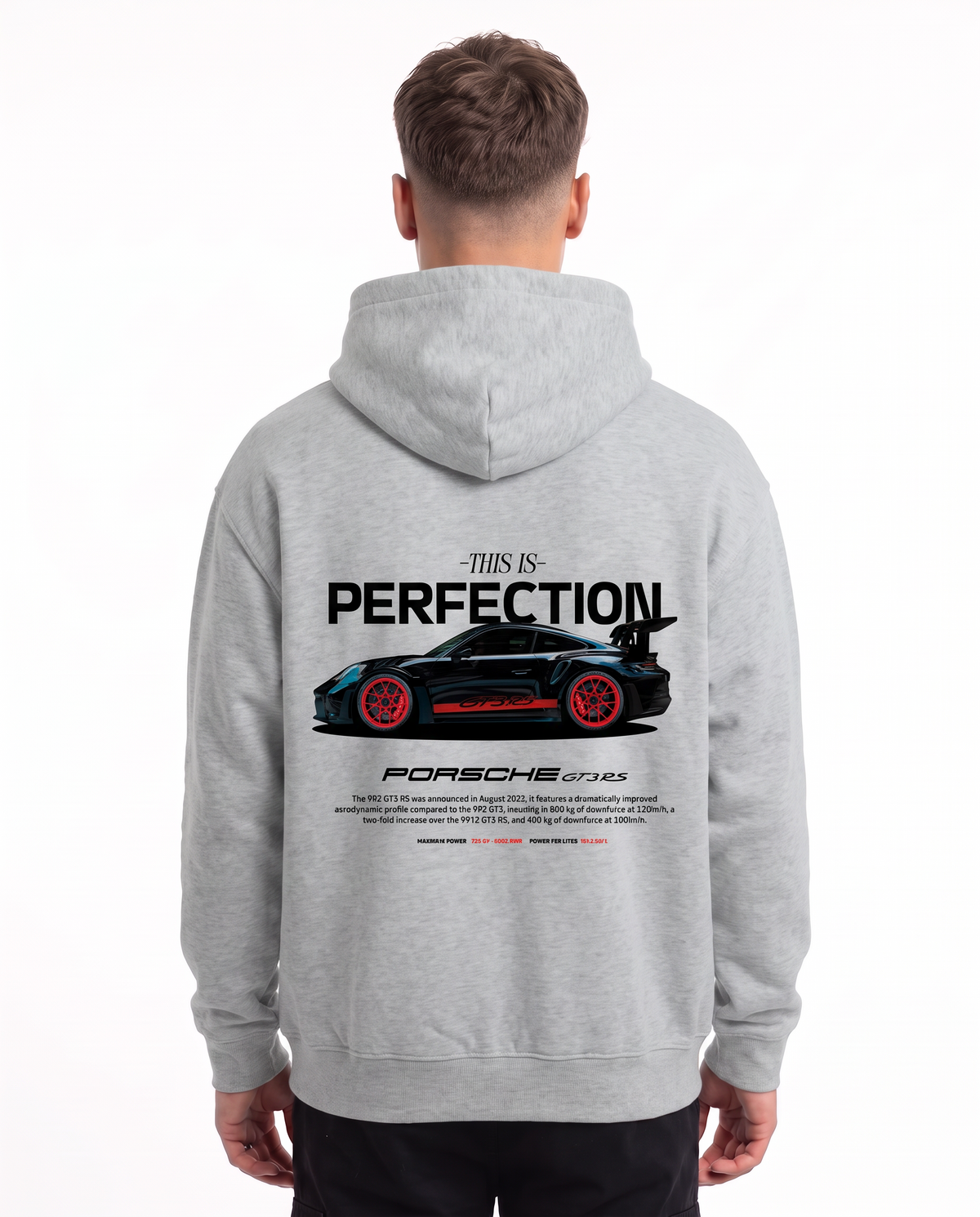Porsche GT3 RS Oversized Zip Hoodie Light Asphalt – Rückseite