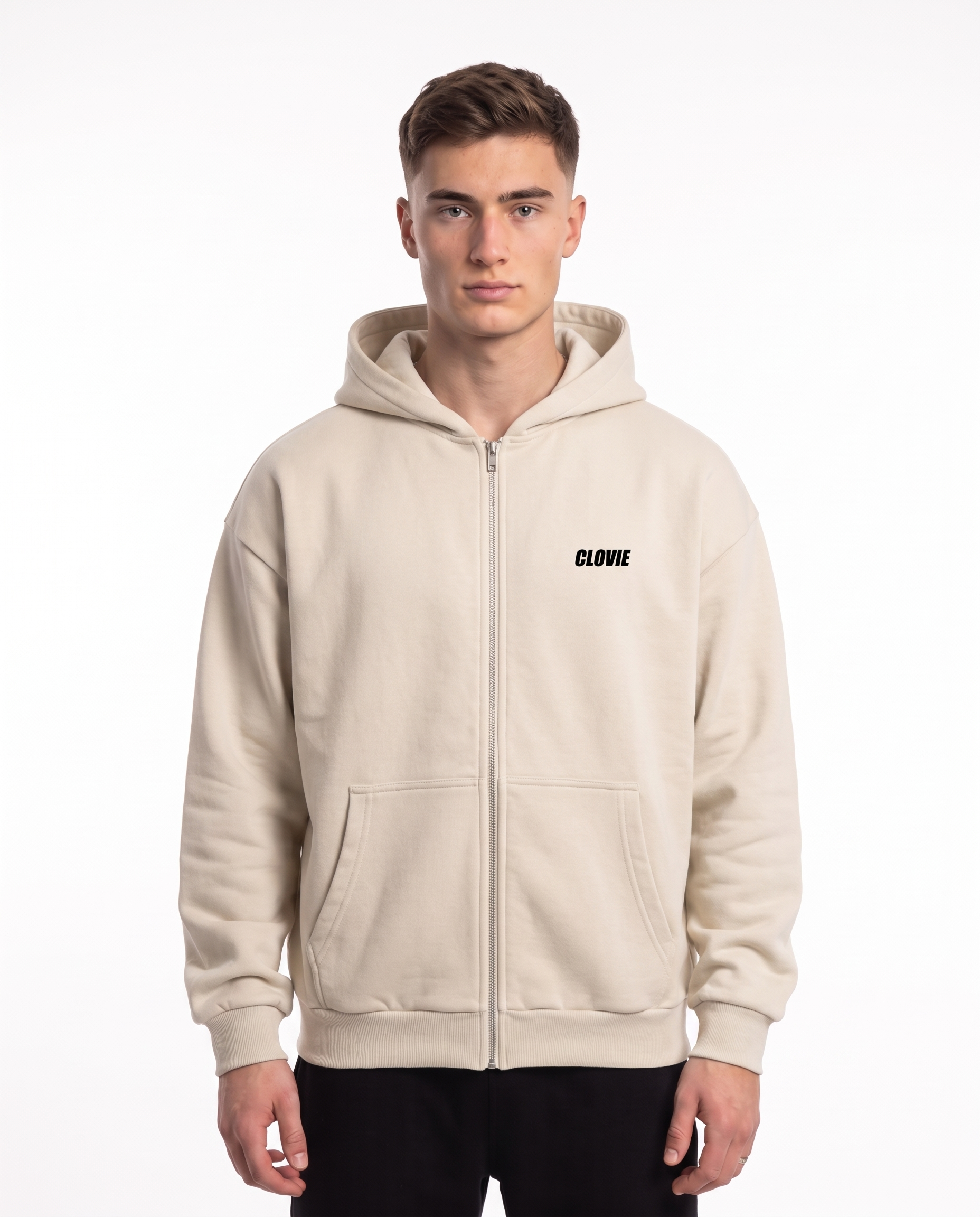 Porsche GT3 RS Oversized Zip Hoodie White Sand – Vorderseite