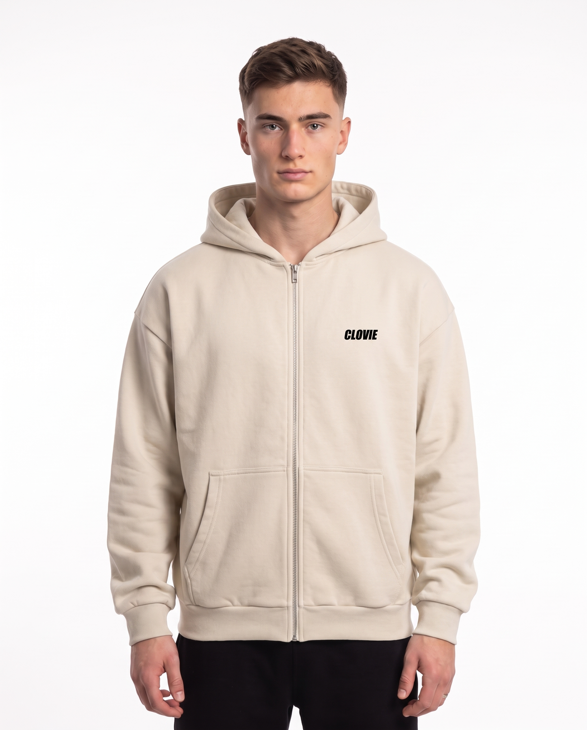 Porsche GT3 RS Oversized Zip Hoodie White Sand – Vorderseite