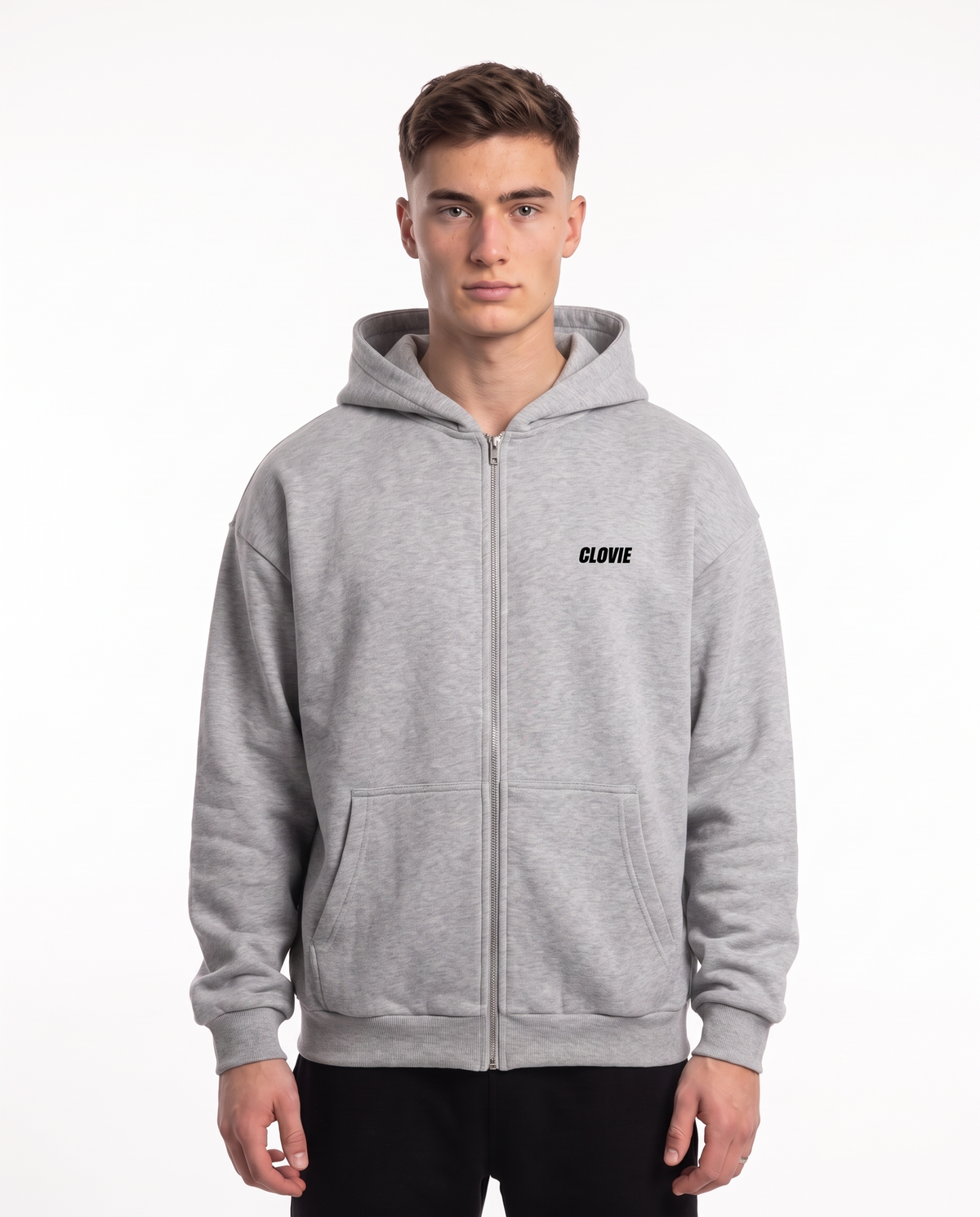 Porsche GT3 RS Oversized Zip Hoodie Light Asphalt – Vorderseite