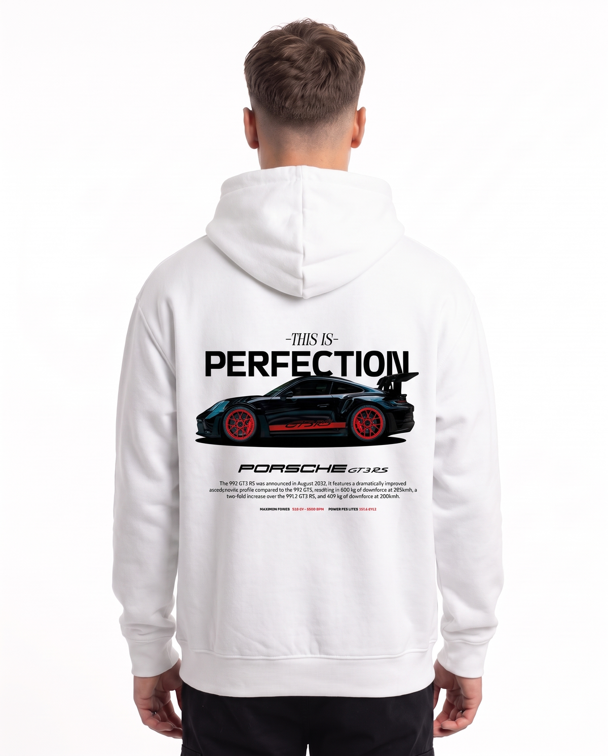 Porsche GT3 RS Hoodie Arctic White – Rückseite