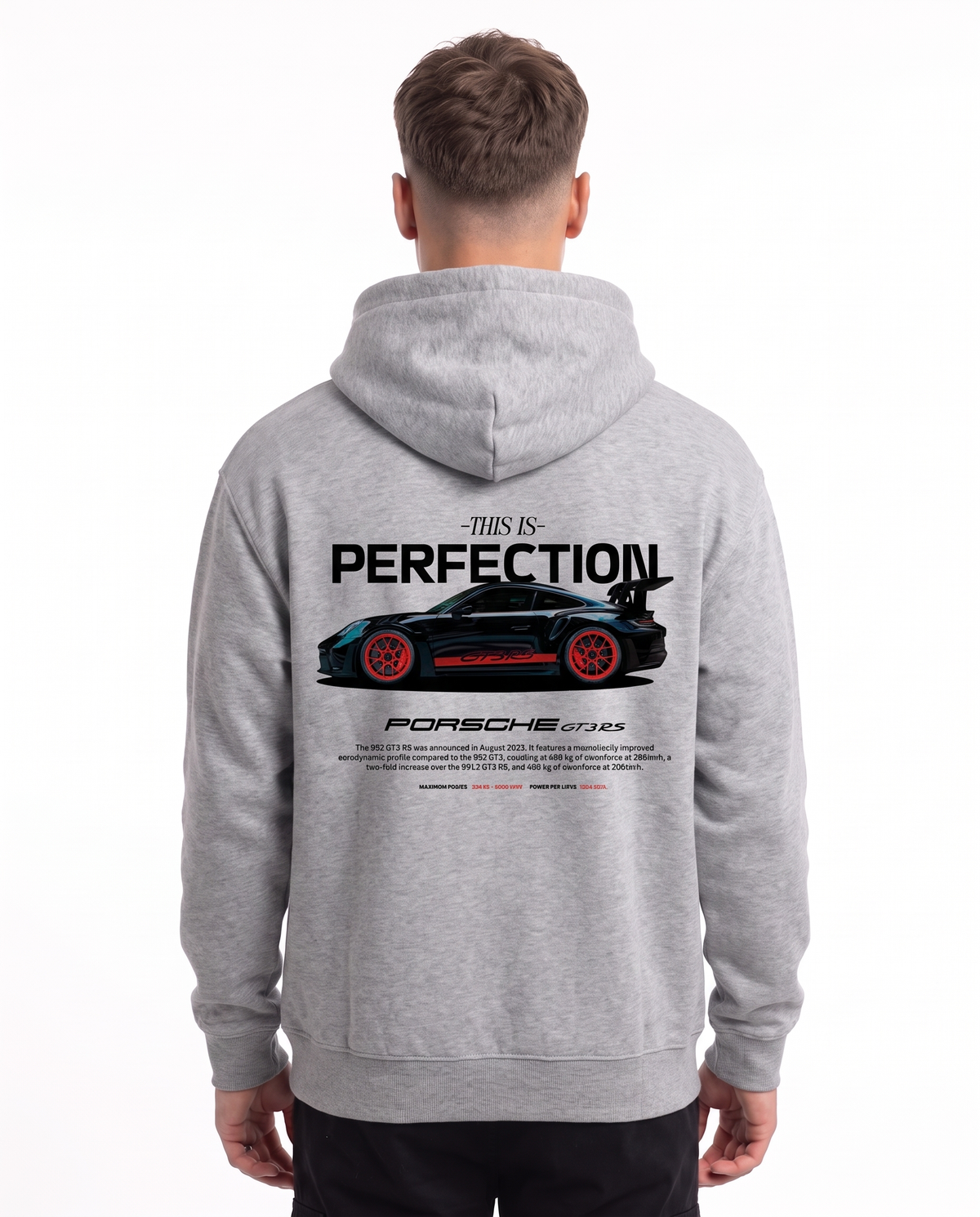 Porsche GT3 RS Hoodie Heather Grey – Rückseite