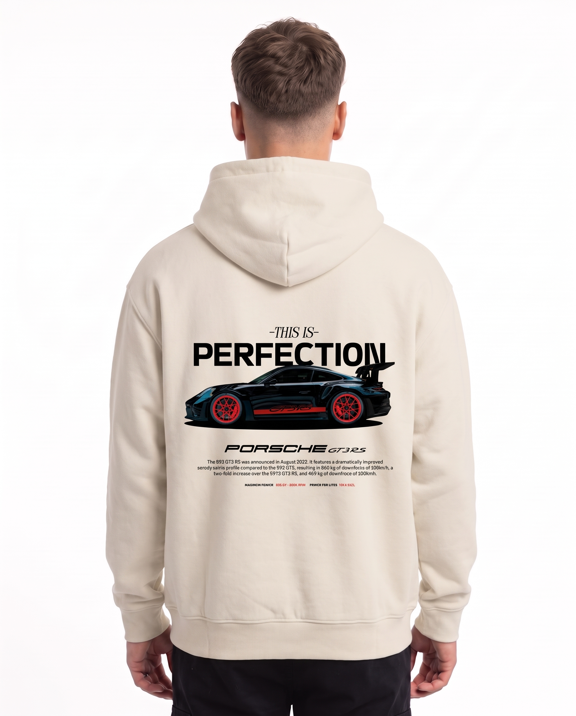 Porsche GT3 RS Oversized Zip Hoodie White Sand – Rückseite