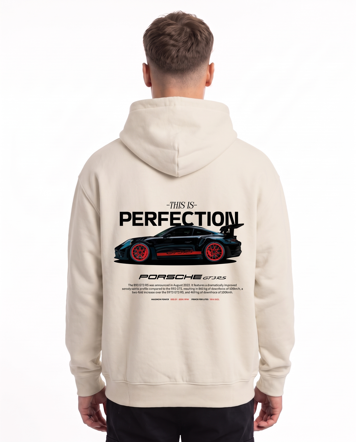Porsche GT3 RS Oversized Zip Hoodie White Sand – Rückseite