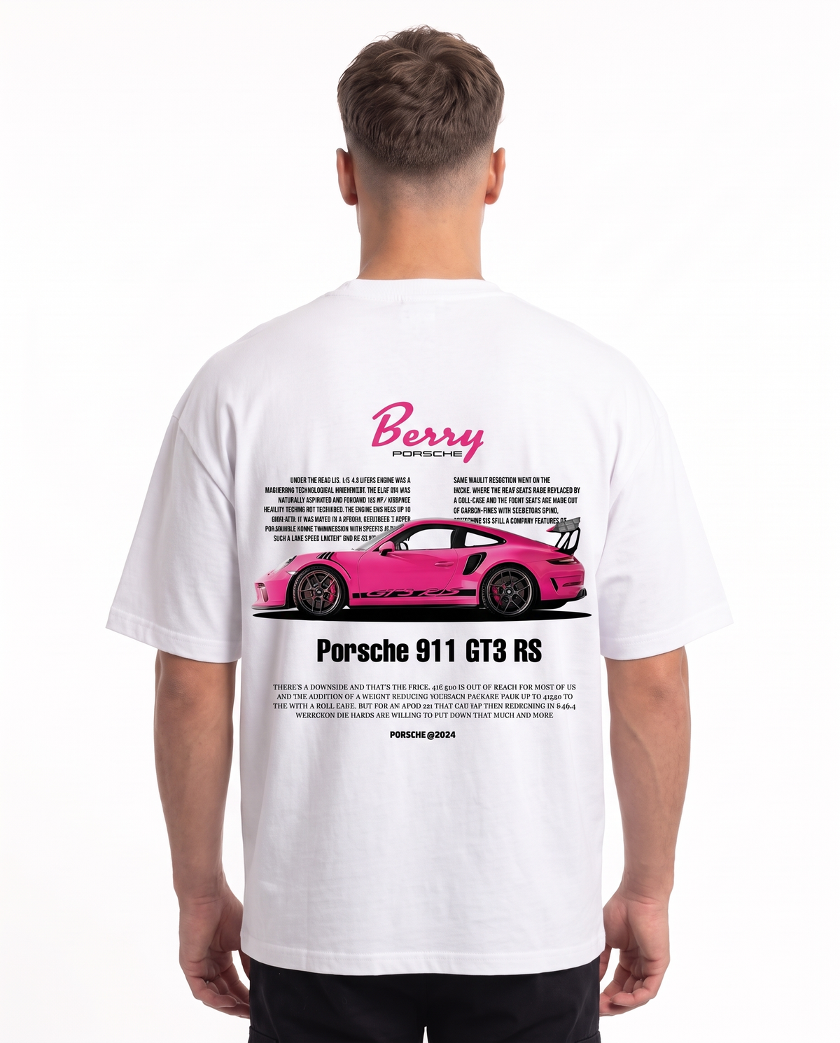 Porsche 911 GT3 RS Oversized Tee White – Rückseite