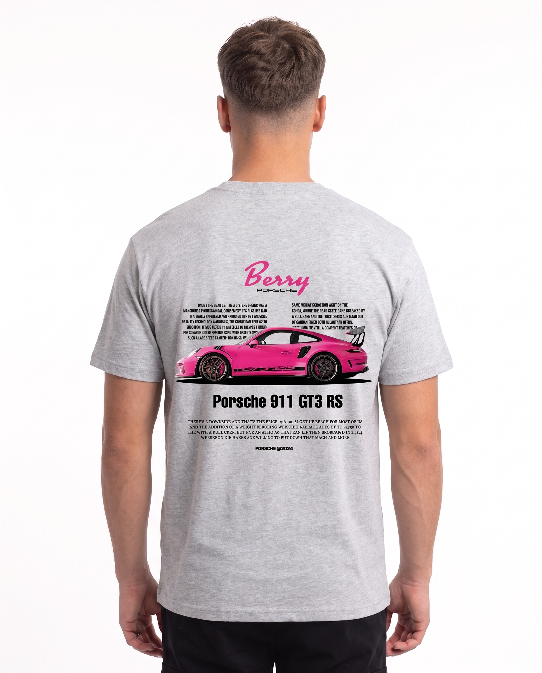 Porsche 911 GT3 RS Standard Tee Heather Grey – Rückseite
