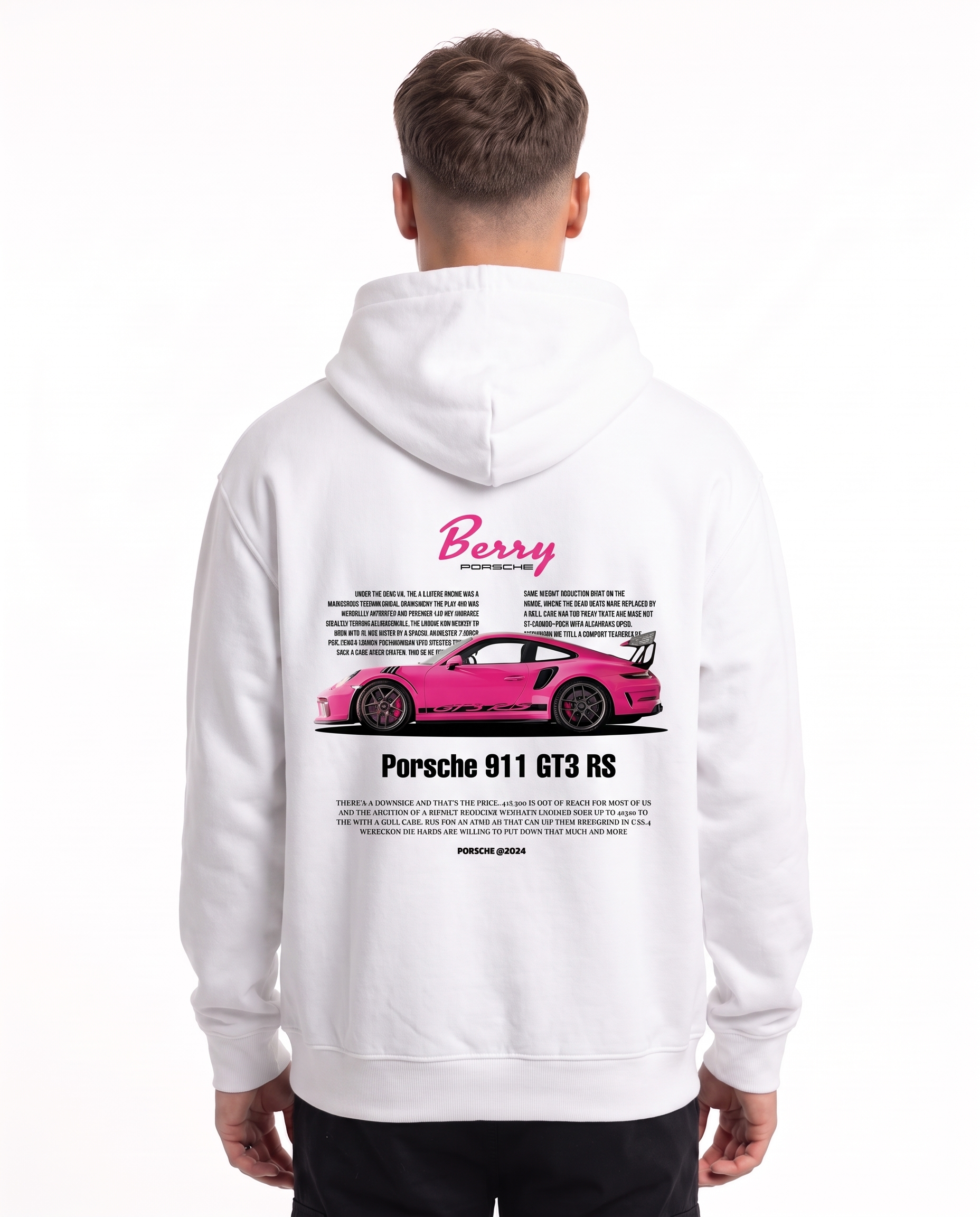 Porsche 911 GT3 RS Oversized Hoodie White – Rückseite