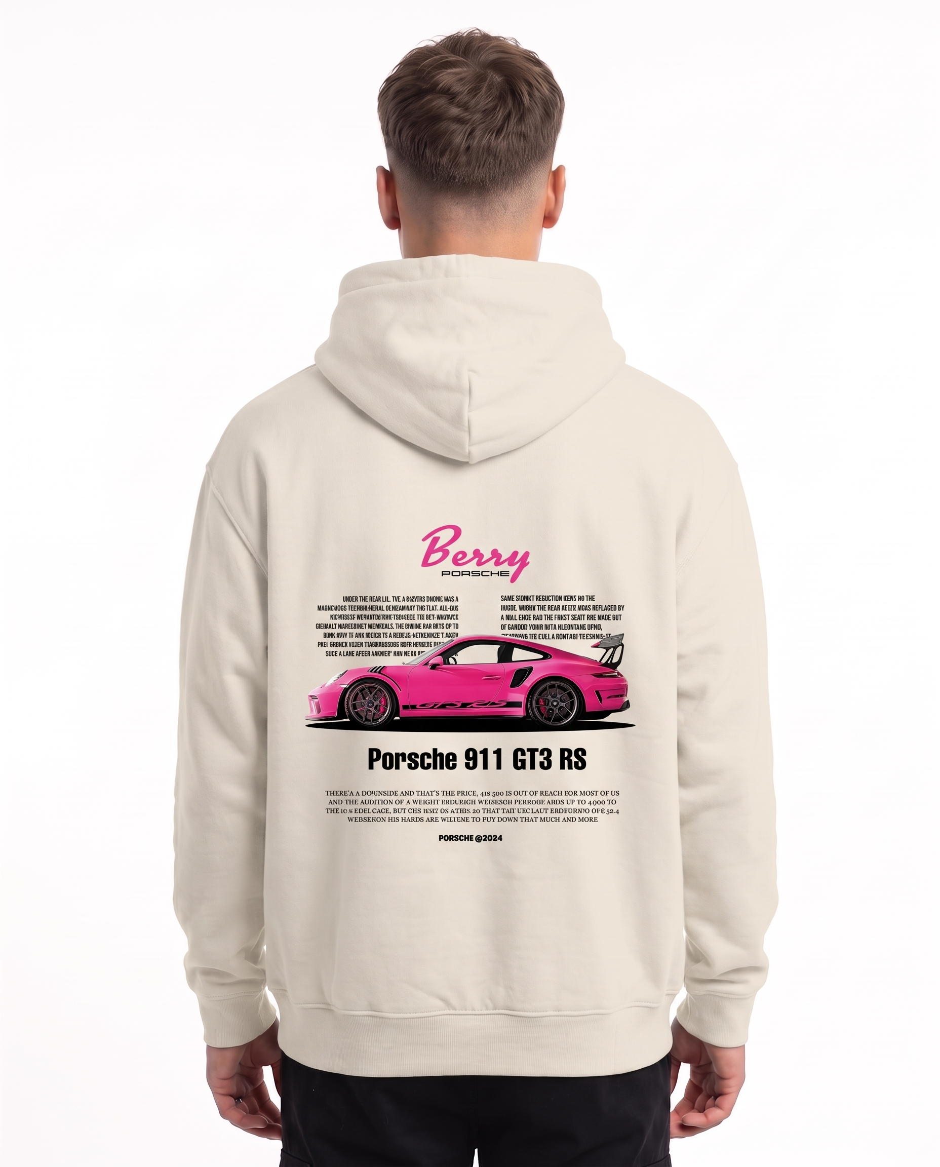 Porsche 911 GT3 RS Oversized Hoodie White Sand – Rückseite