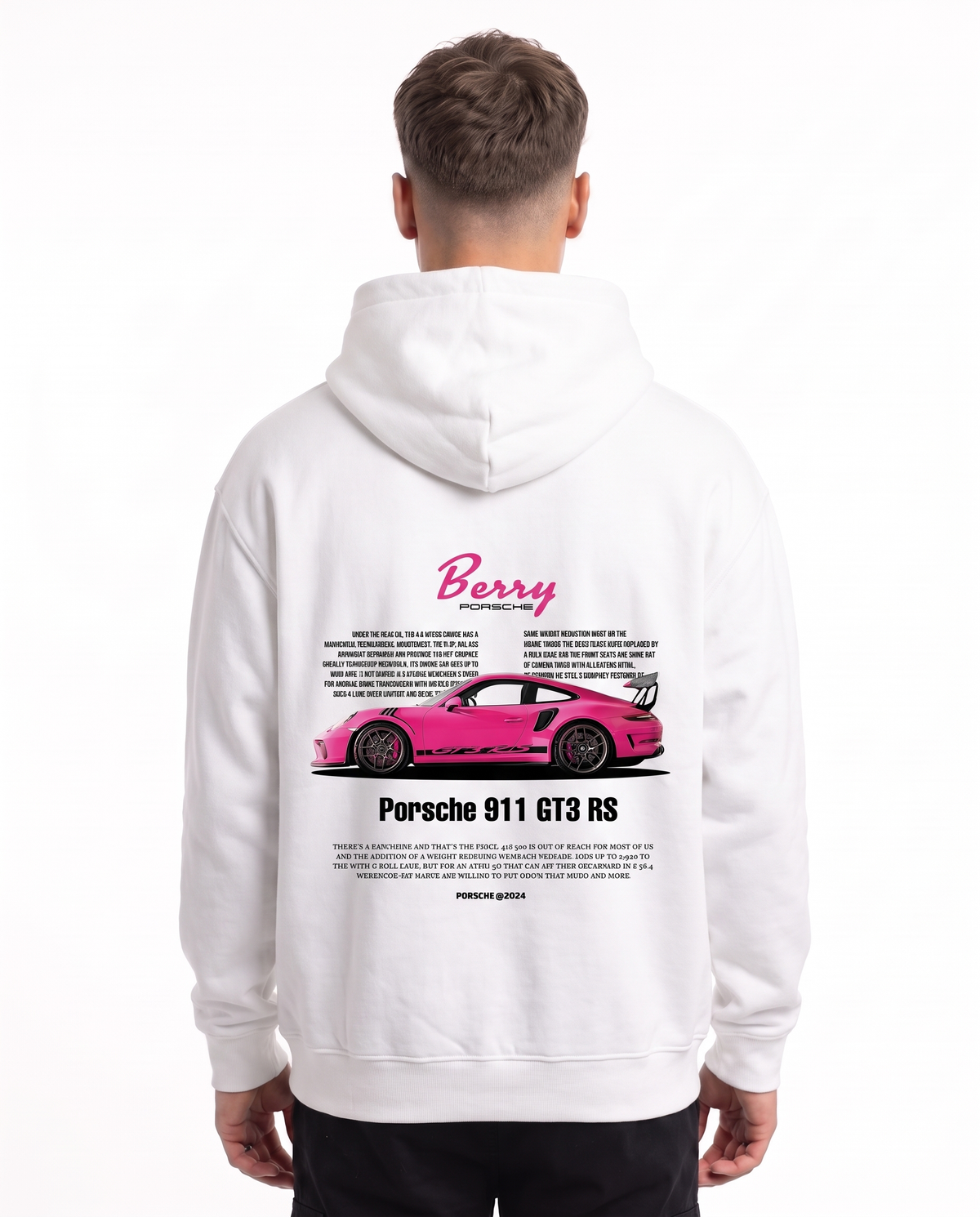 Porsche 911 GT3 RS Oversized Zip Hoodie White – Rückseite