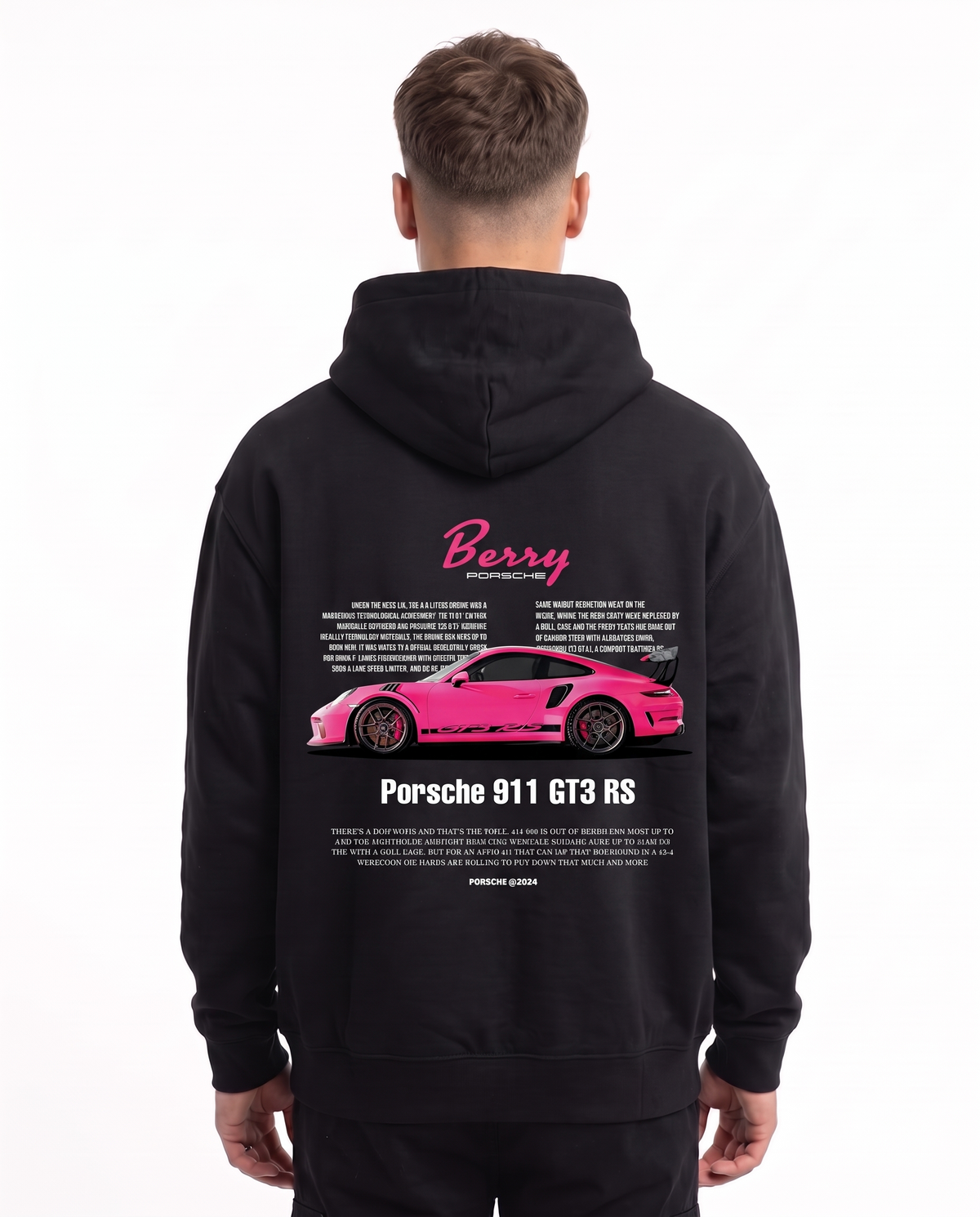 Porsche 911 GT3 RS Oversized Zip Hoodie Black – Rückseite