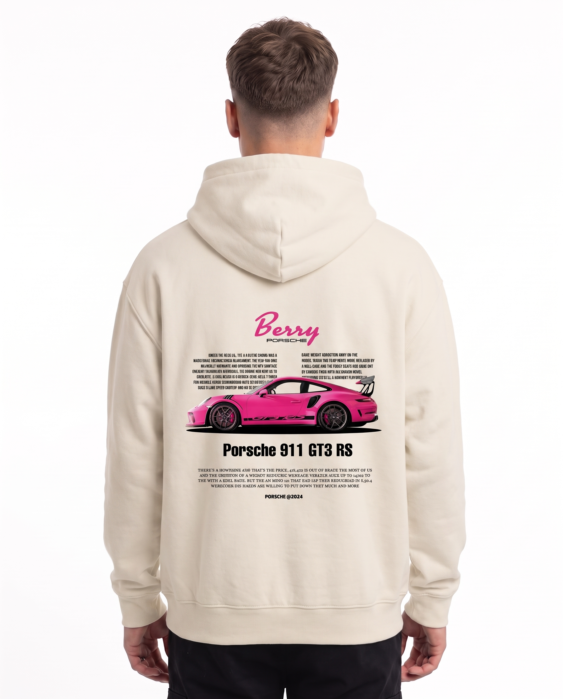 Porsche 911 GT3 RS Oversized Zip Hoodie White Sand – Rückseite