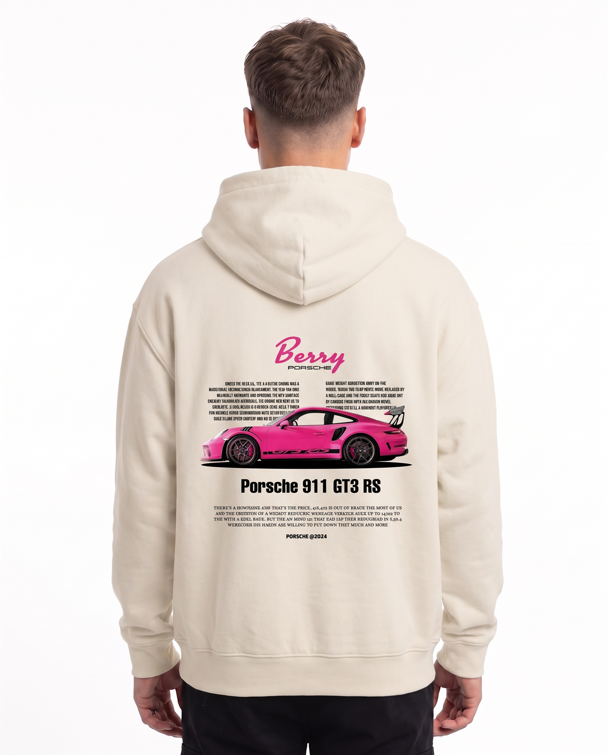 Porsche 911 GT3 RS Oversized Zip Hoodie White Sand – Rückseite
